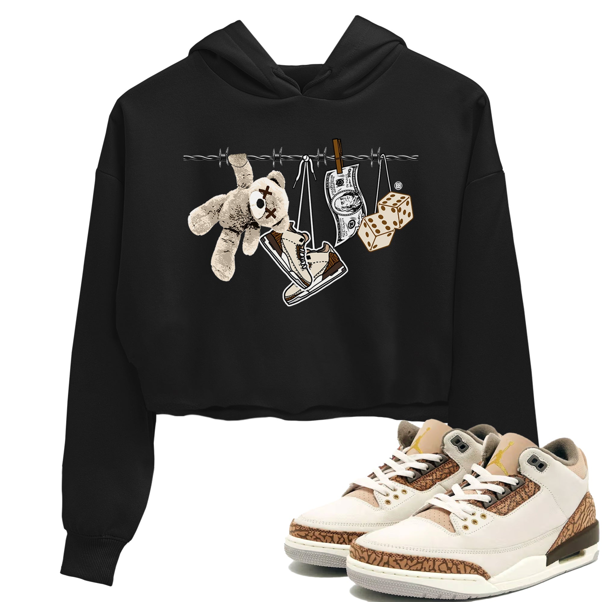 Air Jordan 3 Palomino Sneaker Match Tees Clothesline Streetwear Sneaker Shirt Jordan 3 Retro Palomino Sneaker Release Tees Women's Shirts Black 1