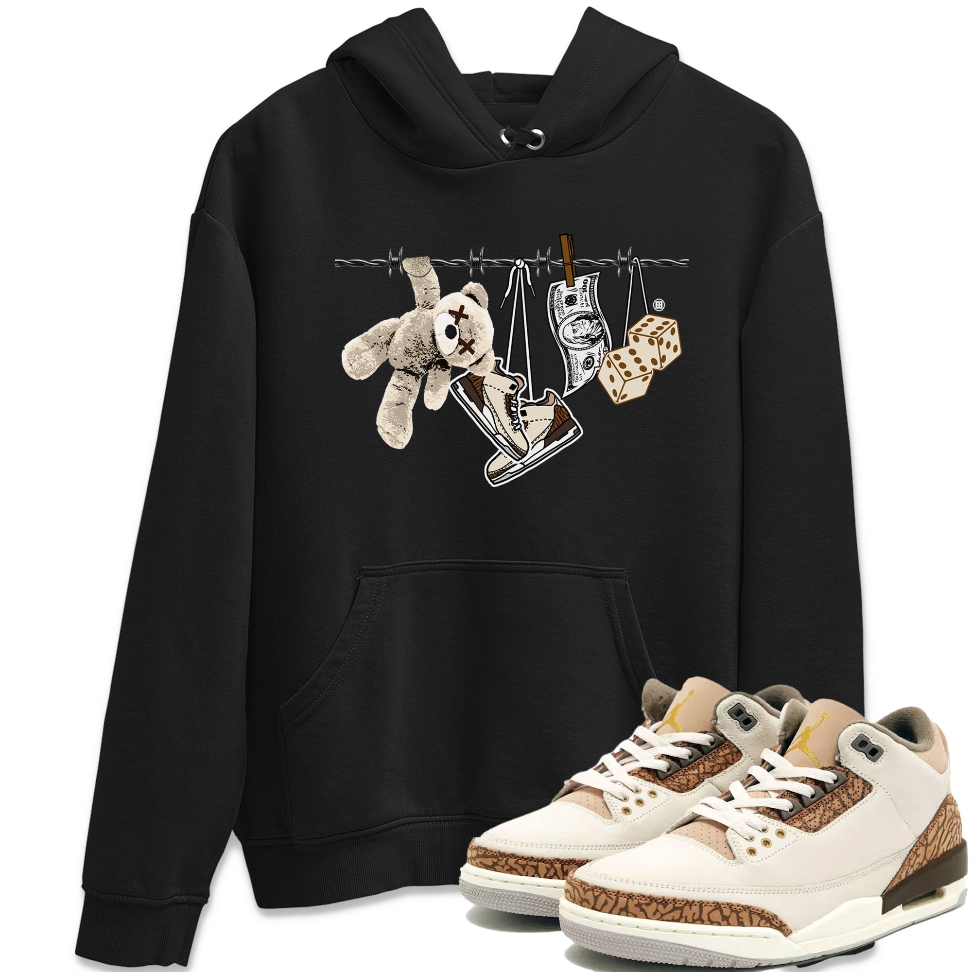 Air Jordan 3 Palomino Sneaker Match Tees Clothesline Streetwear Sneaker Shirt Jordan 3 Retro Palomino Sneaker Release Tees Unisex Shirts Black 1
