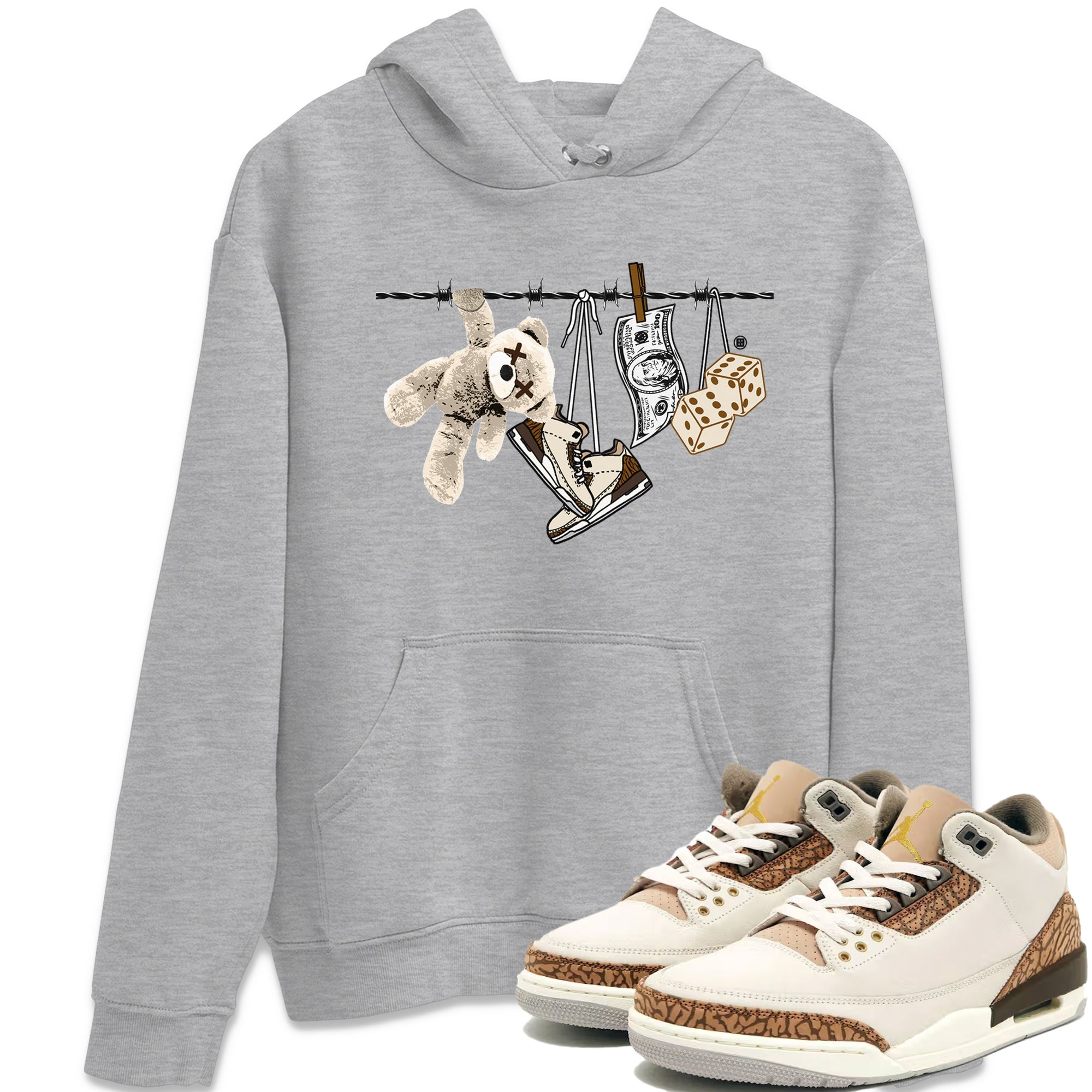 Air Jordan 3 Palomino Sneaker Match Tees Clothesline Streetwear Sneaker Shirt Jordan 3 Retro Palomino Sneaker Release Tees Unisex Shirts Heather Grey 1