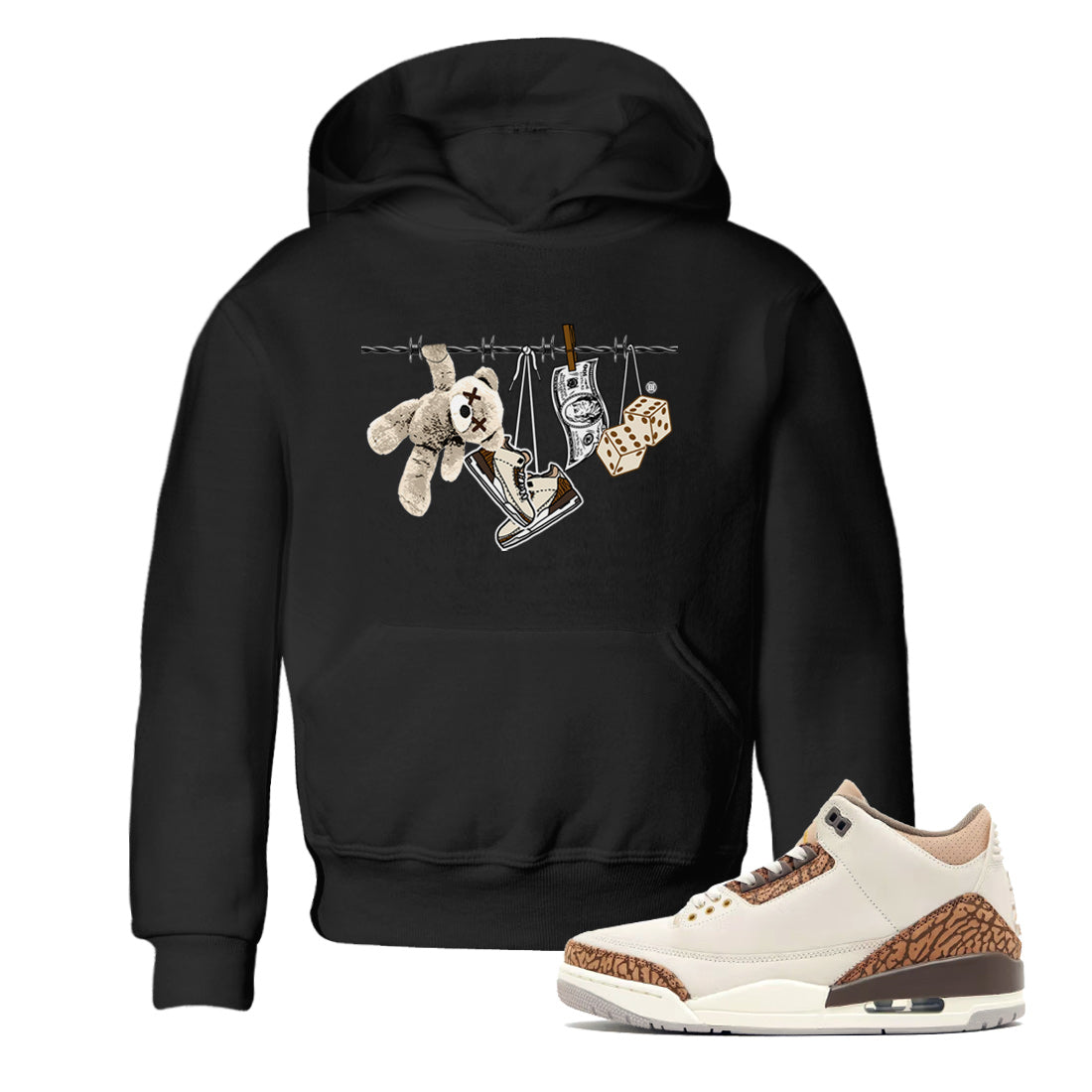 Air Jordan 3 Palomino Sneaker Match Tees Clothesline Streetwear Sneaker Shirt Jordan 3 Retro Palomino Sneaker Release Tees Kids Shirts Black 1