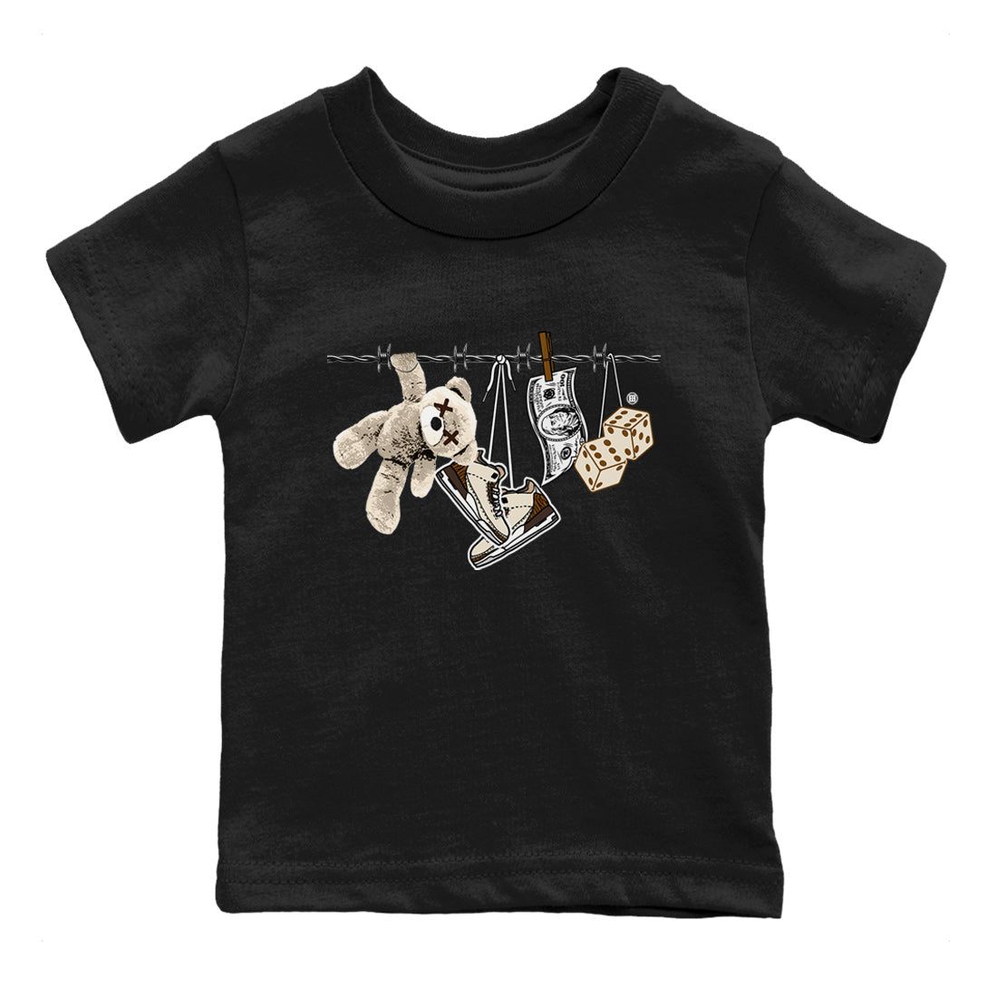 Air Jordan 3 Palomino Sneaker Match Tees Clothesline Streetwear Sneaker Shirt Jordan 3 Retro Palomino Sneaker Release Tees Kids Shirts Black 2
