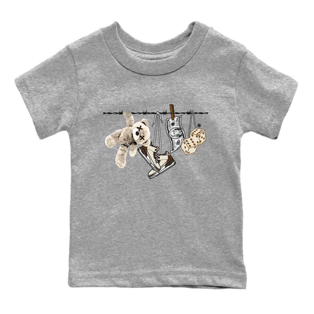 Air Jordan 3 Palomino Sneaker Match Tees Clothesline Streetwear Sneaker Shirt Jordan 3 Retro Palomino Sneaker Release Tees Kids Shirts Heather Grey 2