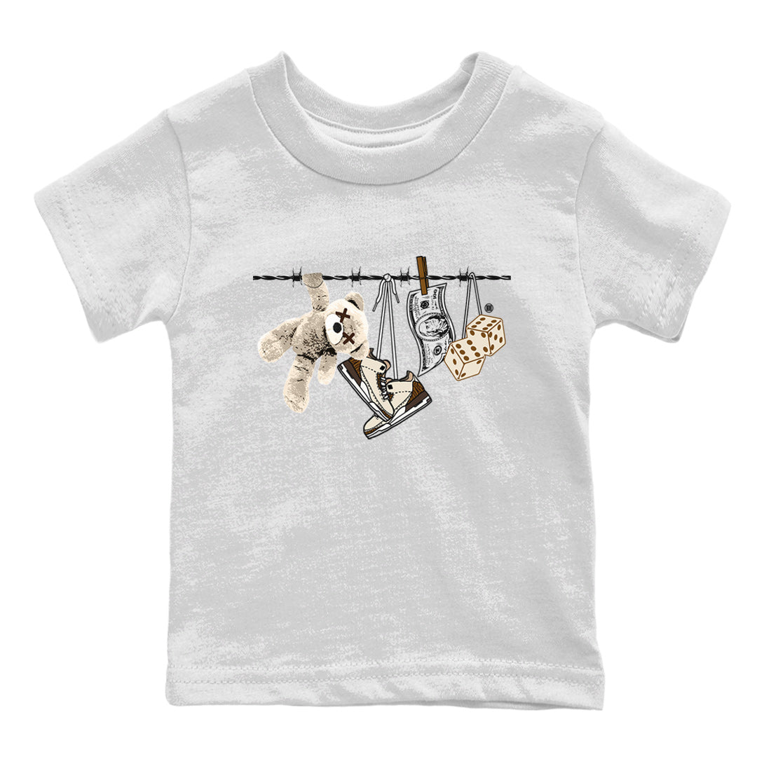 Air Jordan 3 Palomino Sneaker Match Tees Clothesline Streetwear Sneaker Shirt Jordan 3 Retro Palomino Sneaker Release Tees Kids Shirts White 2