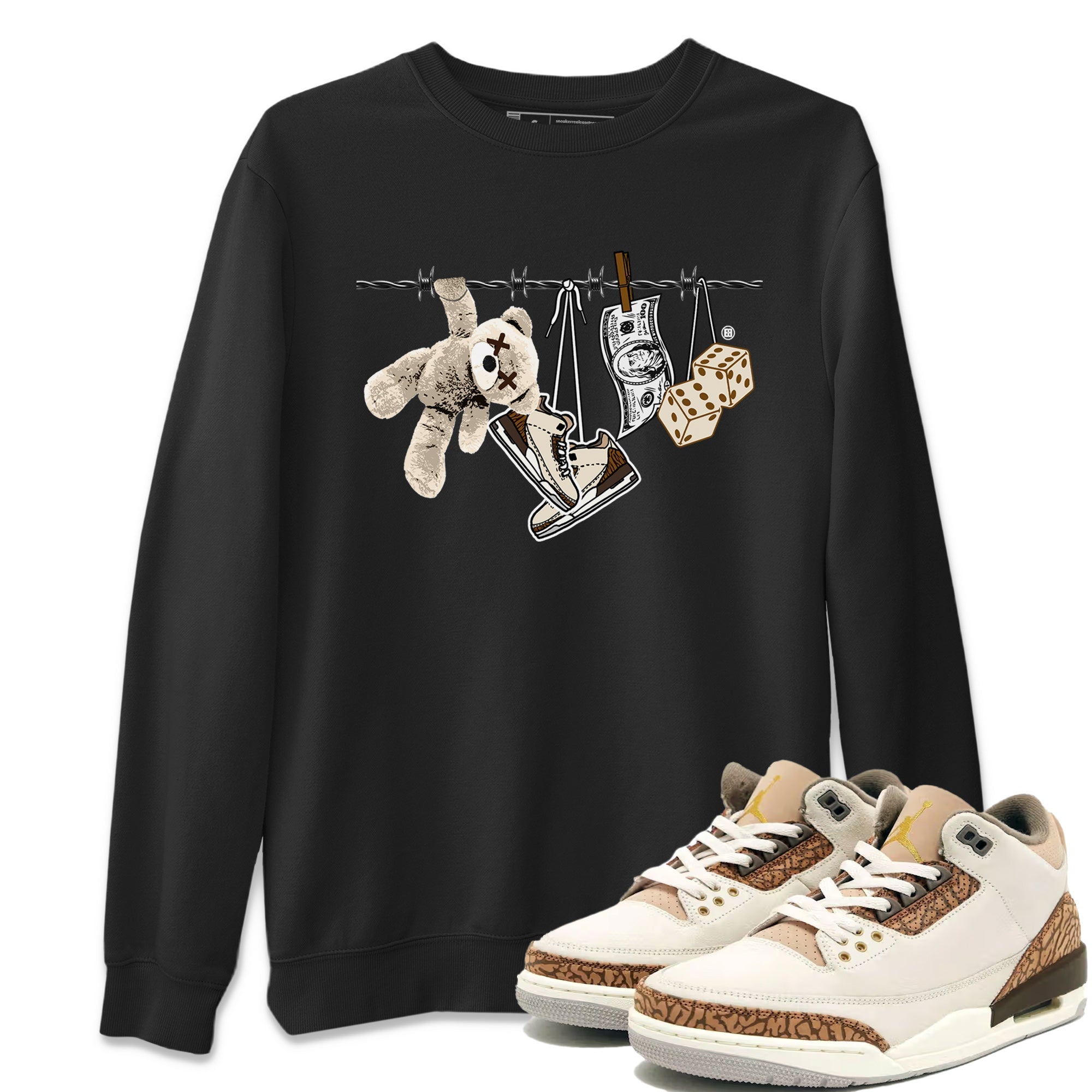 Air Jordan 3 Palomino Sneaker Match Tees Clothesline Streetwear Sneaker Shirt Jordan 3 Retro Palomino Sneaker Release Tees Unisex Shirts Black 1