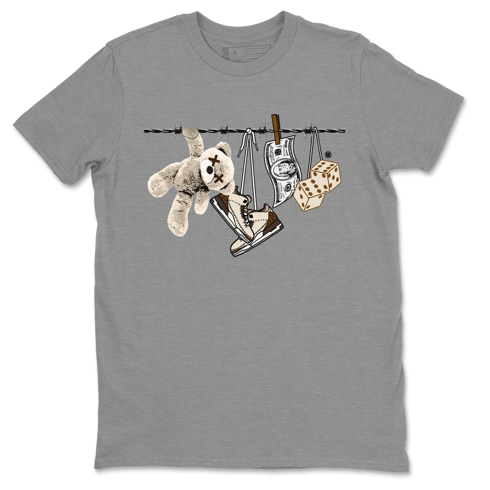 Air Jordan 3 Palomino Sneaker Match Tees Clothesline Streetwear Sneaker Shirt Jordan 3 Retro Palomino Sneaker Release Tees Unisex Shirts Heather Grey 2