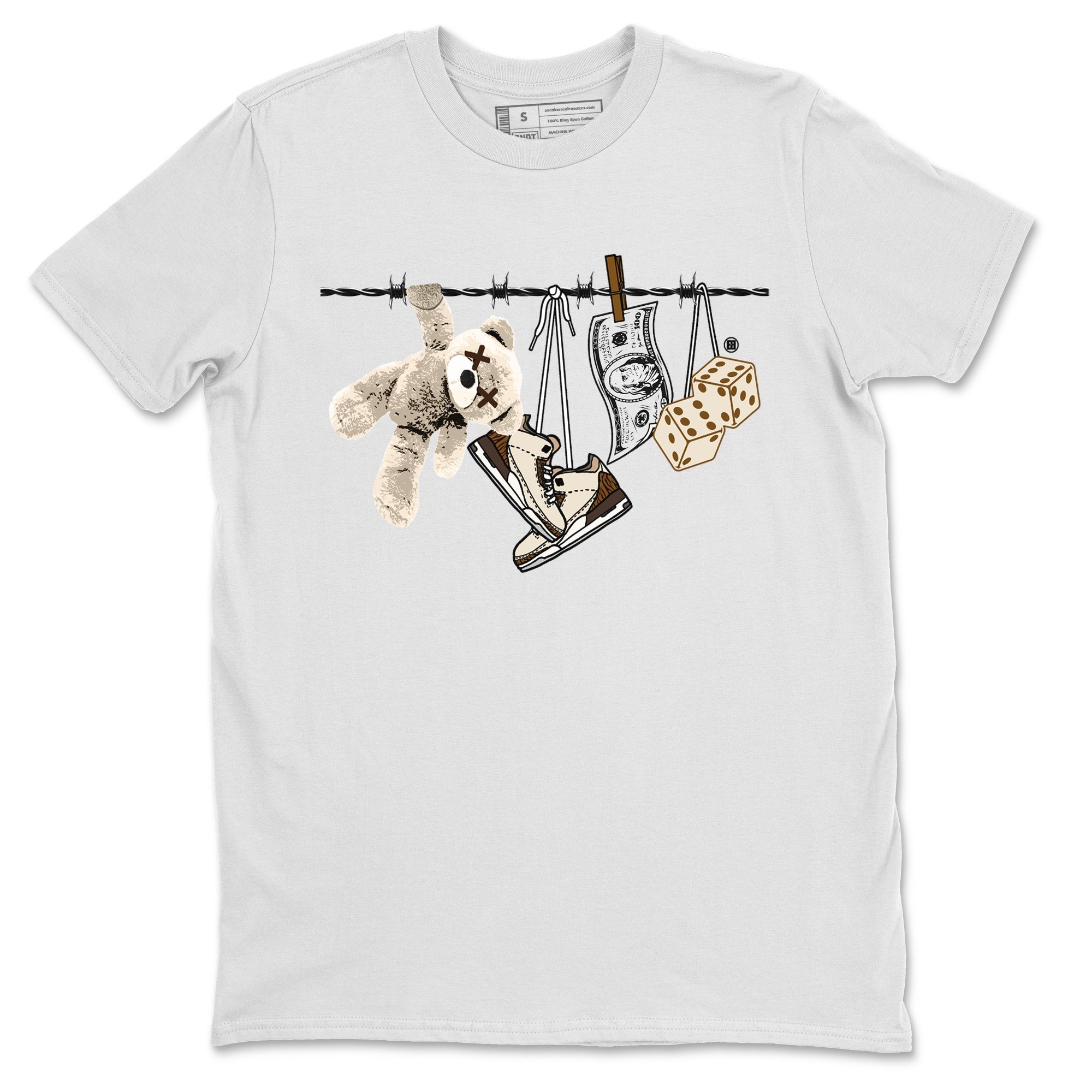 Air Jordan 3 Palomino Sneaker Match Tees Clothesline Streetwear Sneaker Shirt Jordan 3 Retro Palomino Sneaker Release Tees Unisex Shirts White 1