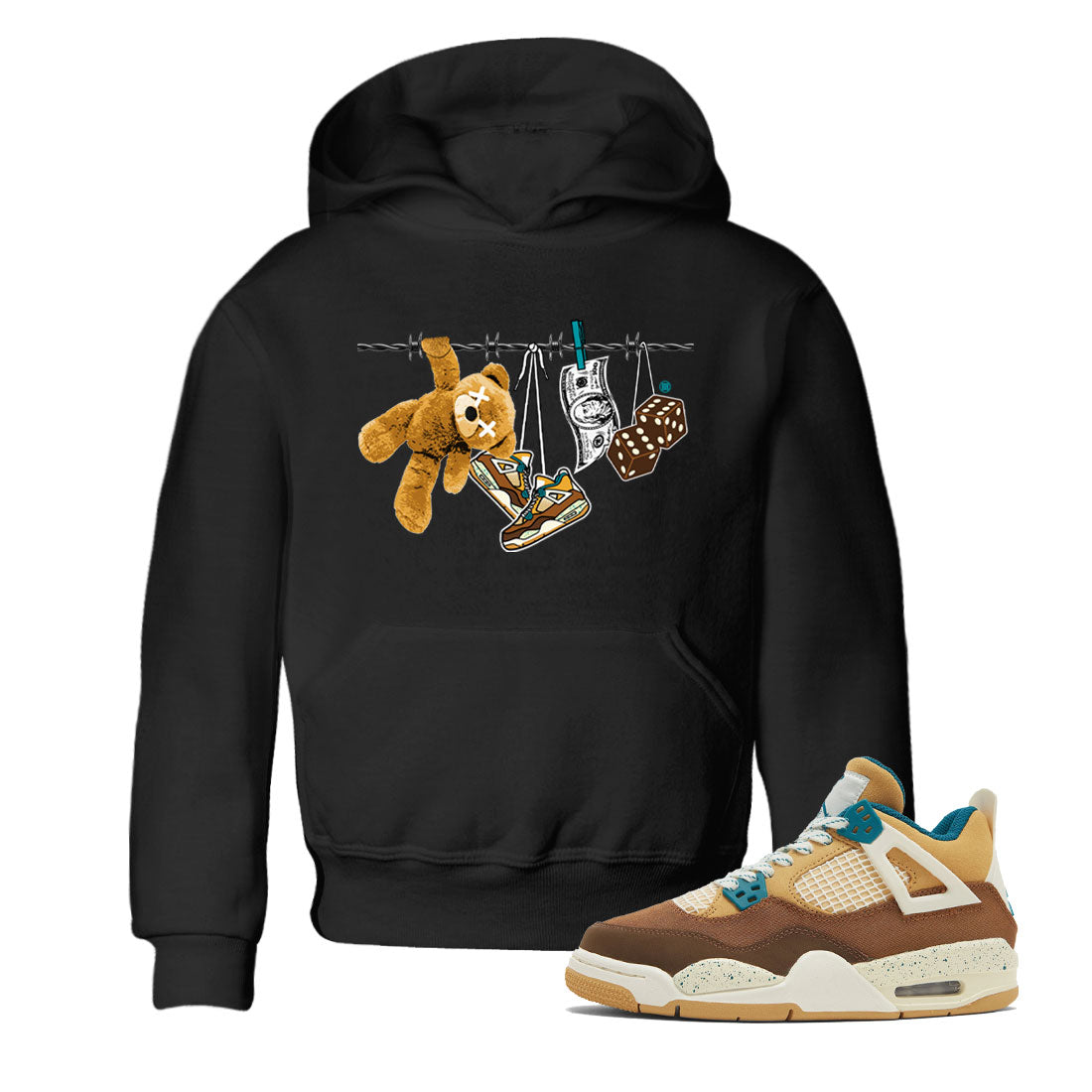 Air Jordan 4 GS Cacao Wow shirt to match jordans Clothesline Streetwear Sneaker Shirt Air Jordan 4 Cacao Wow Drip Gear Zone Sneaker Matching Clothing Baby Toddler Black 1 T-Shirt