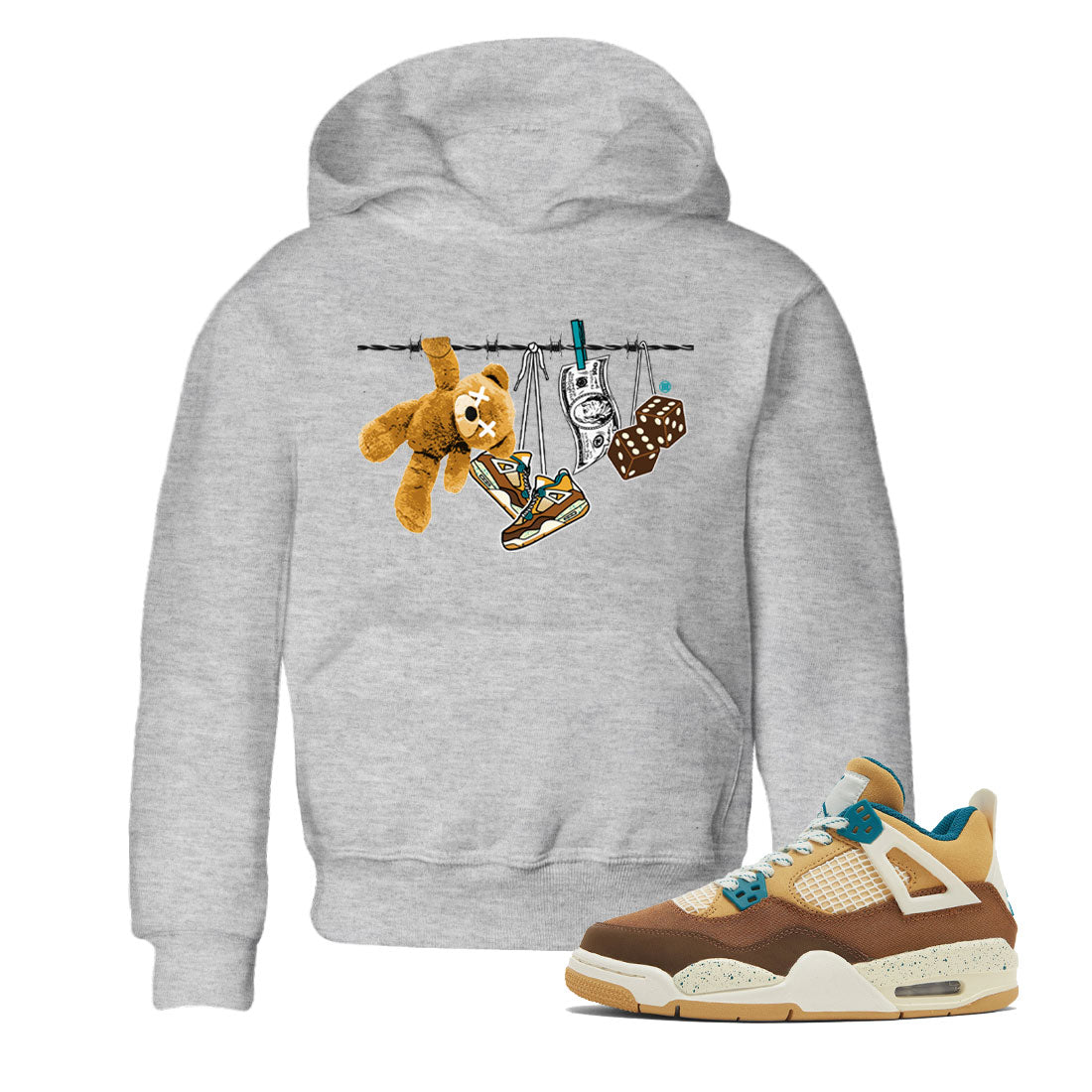 Air Jordan 4 GS Cacao Wow shirt to match jordans Clothesline Streetwear Sneaker Shirt Air Jordan 4 Cacao Wow Drip Gear Zone Sneaker Matching Clothing Baby Toddler Heather Grey 1 T-Shirt