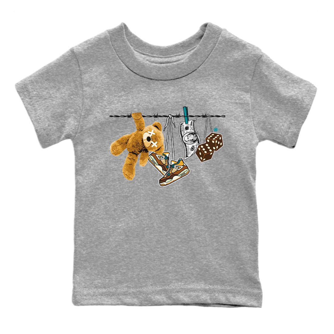 Air Jordan 4 GS Cacao Wow shirt to match jordans Clothesline Streetwear Sneaker Shirt Air Jordan 4 Cacao Wow Drip Gear Zone Sneaker Matching Clothing Baby Toddler Heather Grey 2 T-Shirt