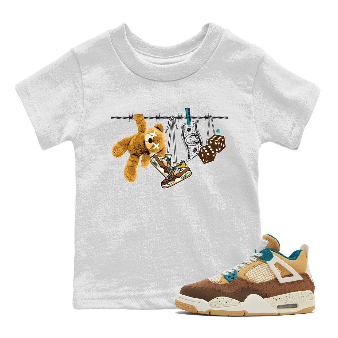 Air Jordan 4 GS Cacao Wow shirt to match jordans Clothesline Streetwear Sneaker Shirt Air Jordan 4 Cacao Wow Drip Gear Zone Sneaker Matching Clothing Baby Toddler White 1 T-Shirt