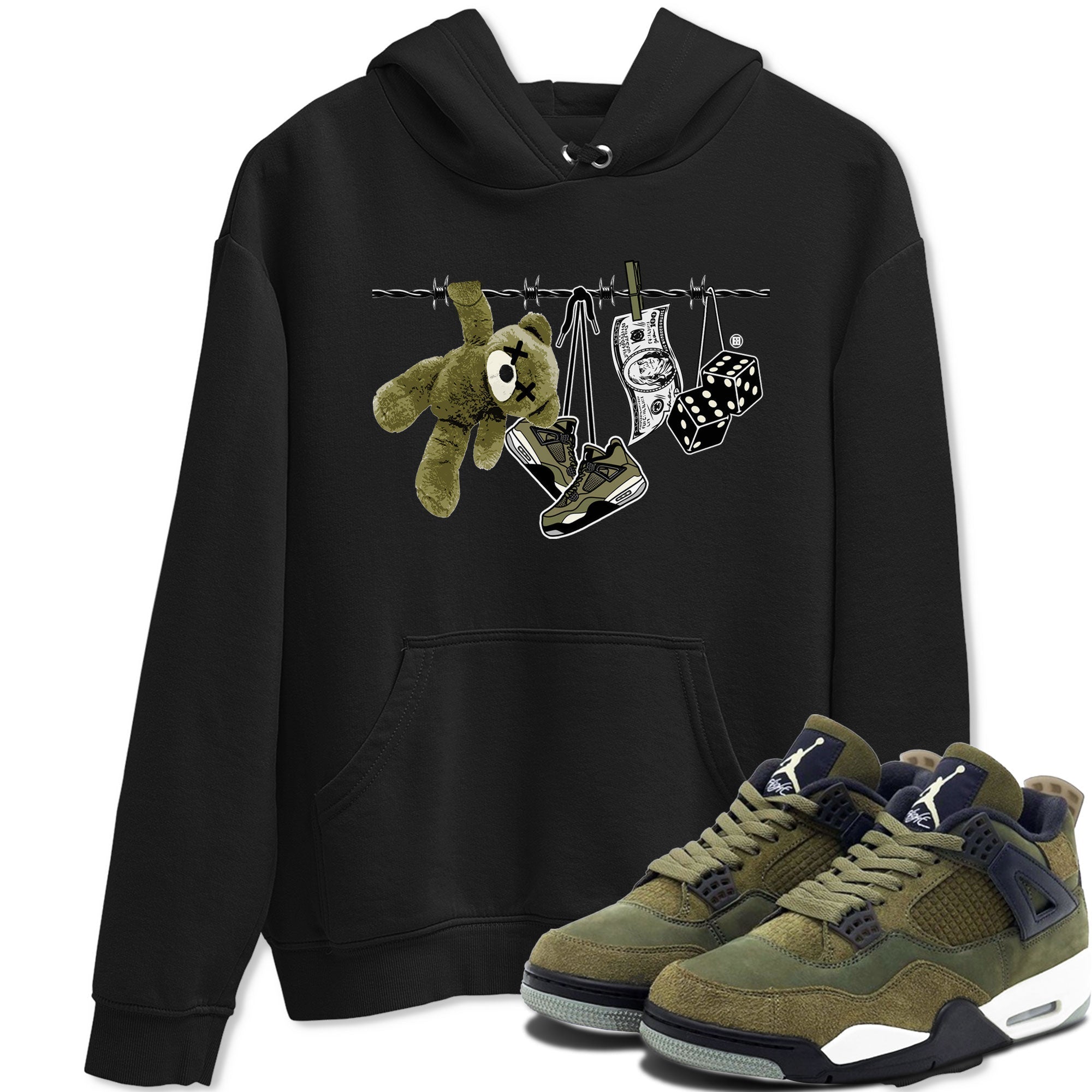 4s Medium Olive shirt to match jordans streetwear brand Clothesline sneaker tees Air Jordan 4 Medium Olive Drip Gear Zone Casual Crew Neck T-Shirt Unisex Black 1 T-Shirt