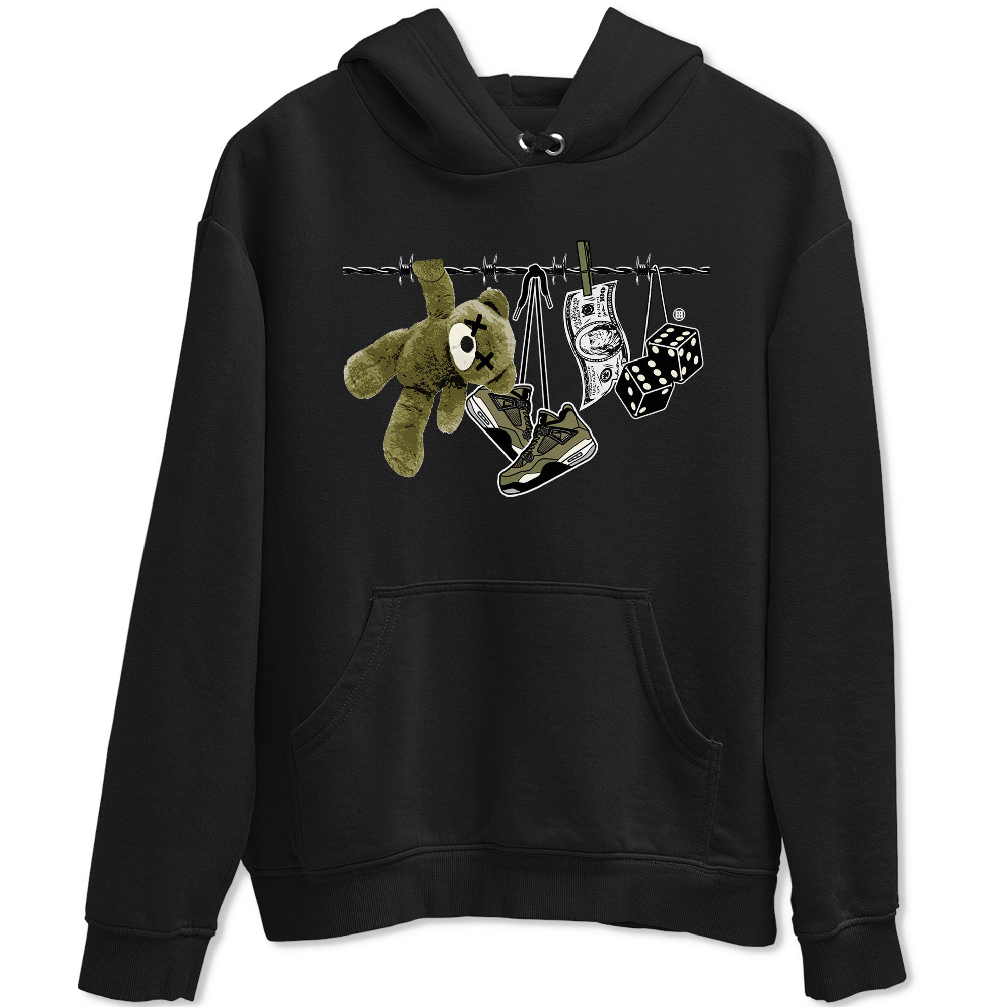 4s Medium Olive shirt to match jordans streetwear brand Clothesline sneaker tees Air Jordan 4 Medium Olive Drip Gear Zone Casual Crew Neck T-Shirt Unisex Black 2 T-Shirt