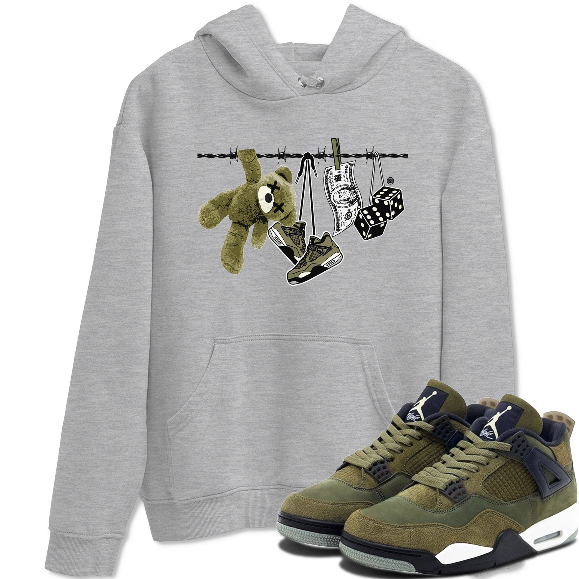 4s Medium Olive shirt to match jordans streetwear brand Clothesline sneaker tees Air Jordan 4 Medium Olive Drip Gear Zone Casual Crew Neck T-Shirt Unisex Heather Grey 1 T-Shirt