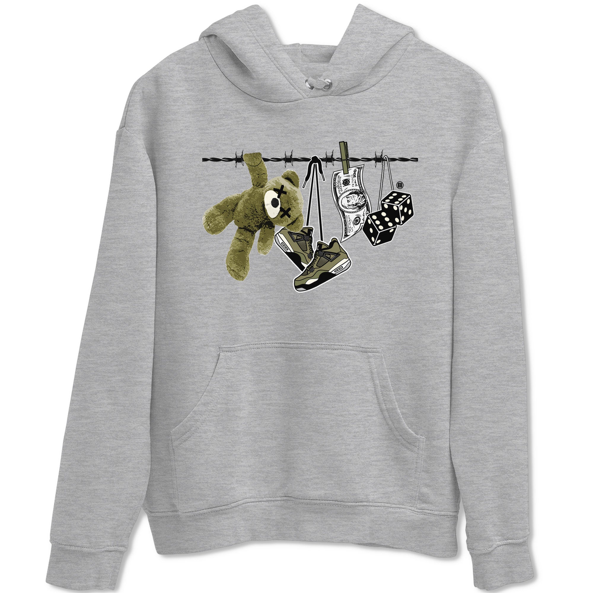 4s Medium Olive shirt to match jordans streetwear brand Clothesline sneaker tees Air Jordan 4 Medium Olive Drip Gear Zone Casual Crew Neck T-Shirt Unisex Heather Grey 2 T-Shirt