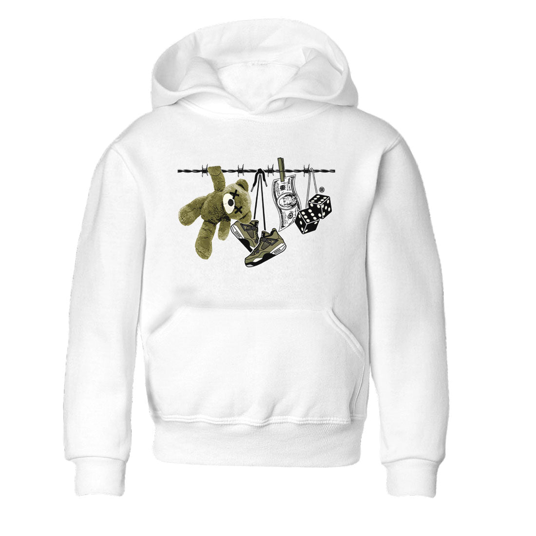 4s Medium Olive shirt to match jordans streetwear brand Clothesline sneaker tees Air Jordan 4 Medium Olive Drip Gear Zone Casual Crew Neck T-Shirt Baby Toddler White 2 T-Shirt