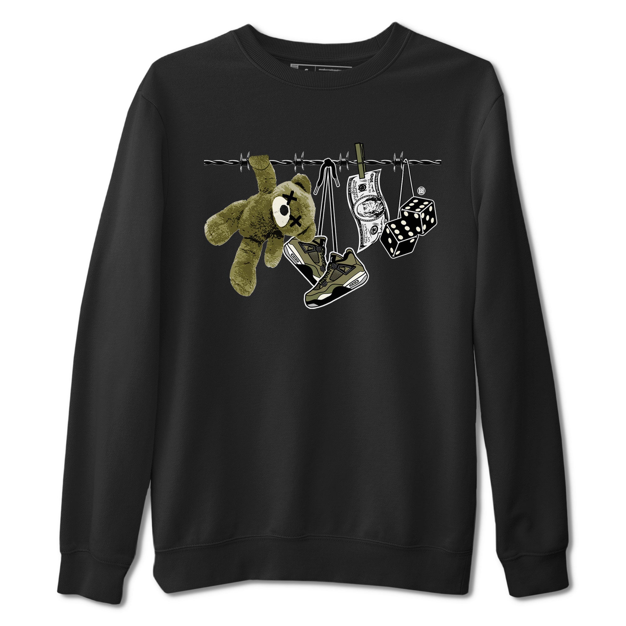 4s Medium Olive shirt to match jordans streetwear brand Clothesline sneaker tees Air Jordan 4 Medium Olive Drip Gear Zone Casual Crew Neck T-Shirt Unisex Black 2 T-Shirt
