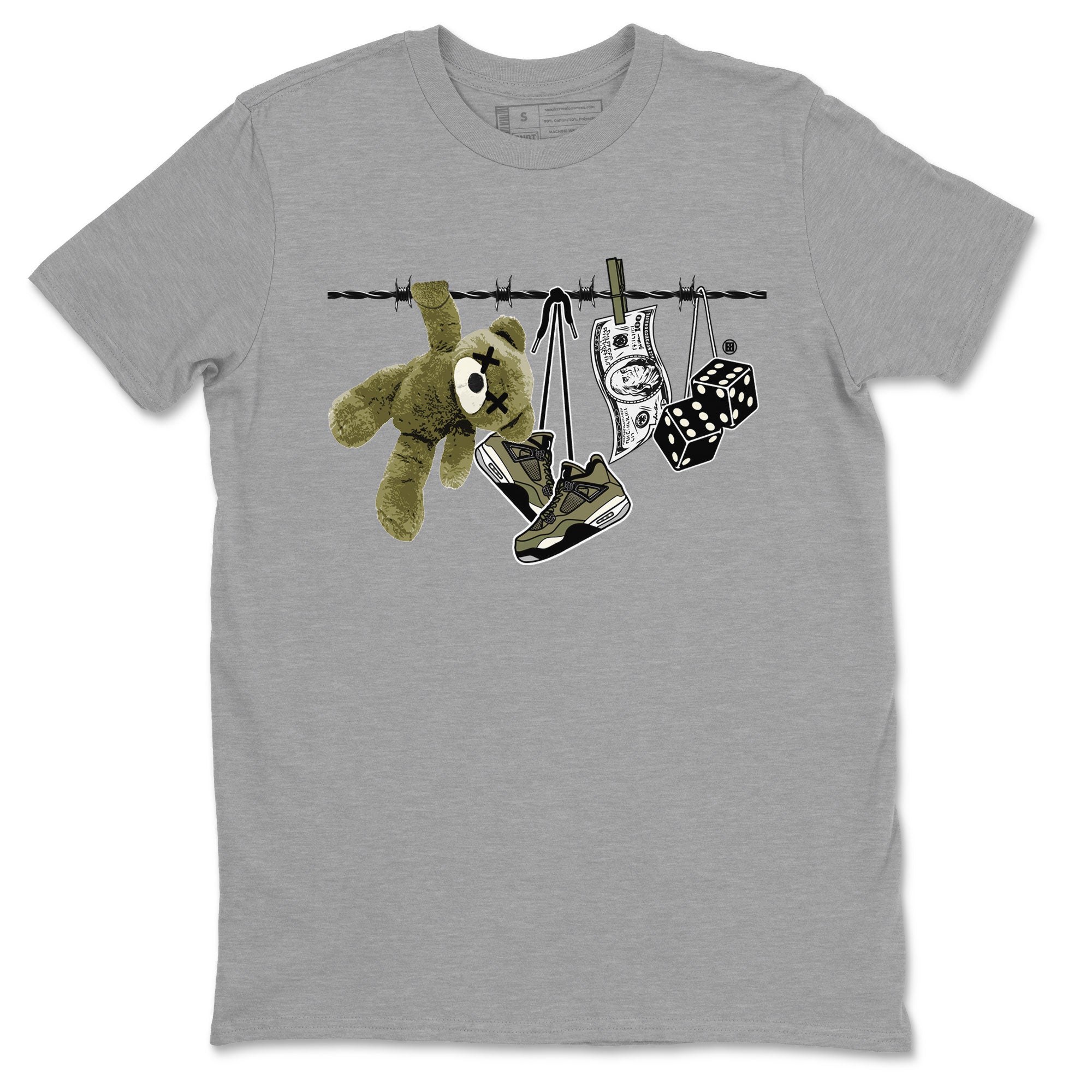 4s Medium Olive shirt to match jordans streetwear brand Clothesline sneaker tees Air Jordan 4 Medium Olive Drip Gear Zone Casual Crew Neck T-Shirt Unisex Heather Grey 2 T-Shirt
