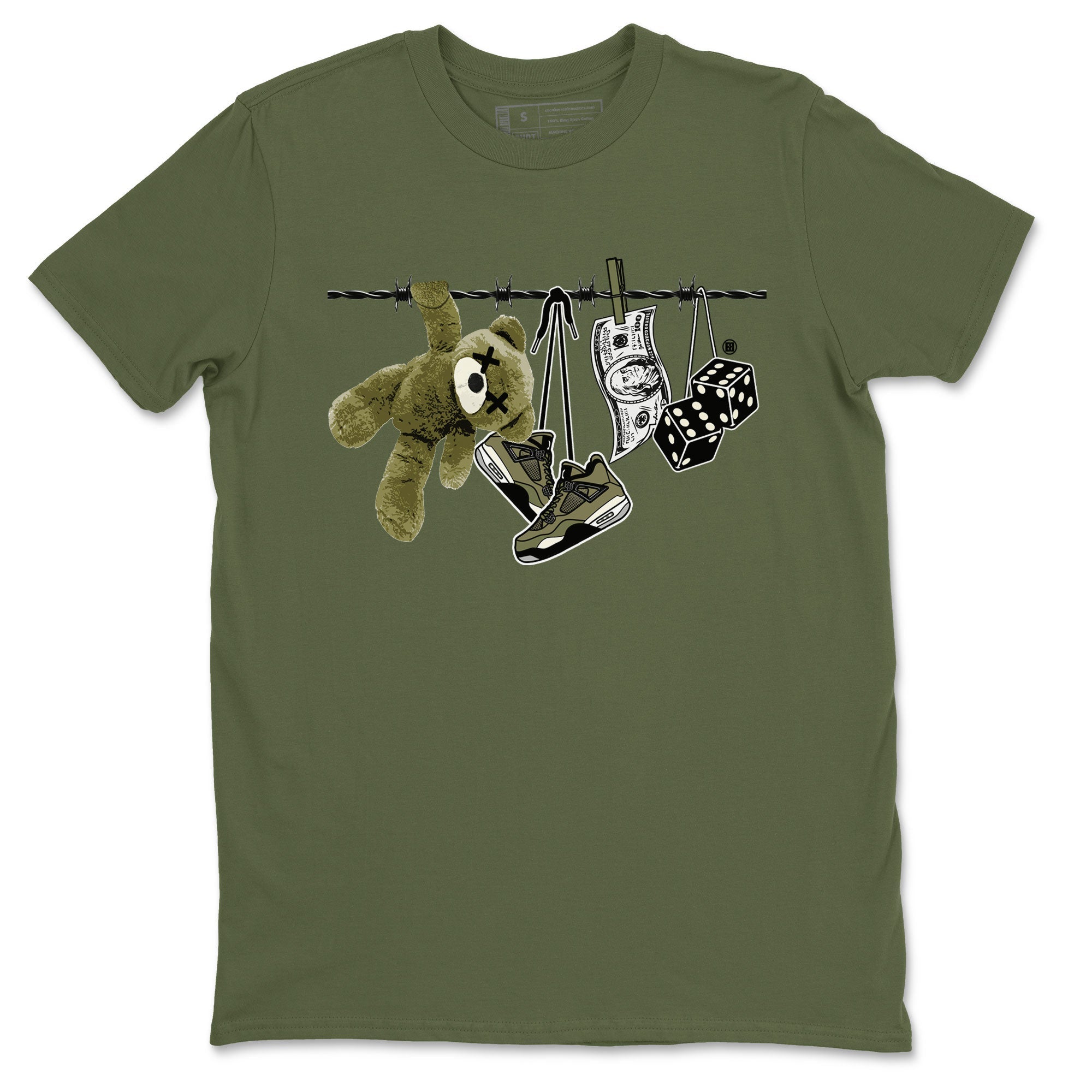 4s Medium Olive shirt to match jordans streetwear brand Clothesline sneaker tees Air Jordan 4 Medium Olive Drip Gear Zone Casual Crew Neck T-Shirt Unisex Military Green 2 T-Shirt