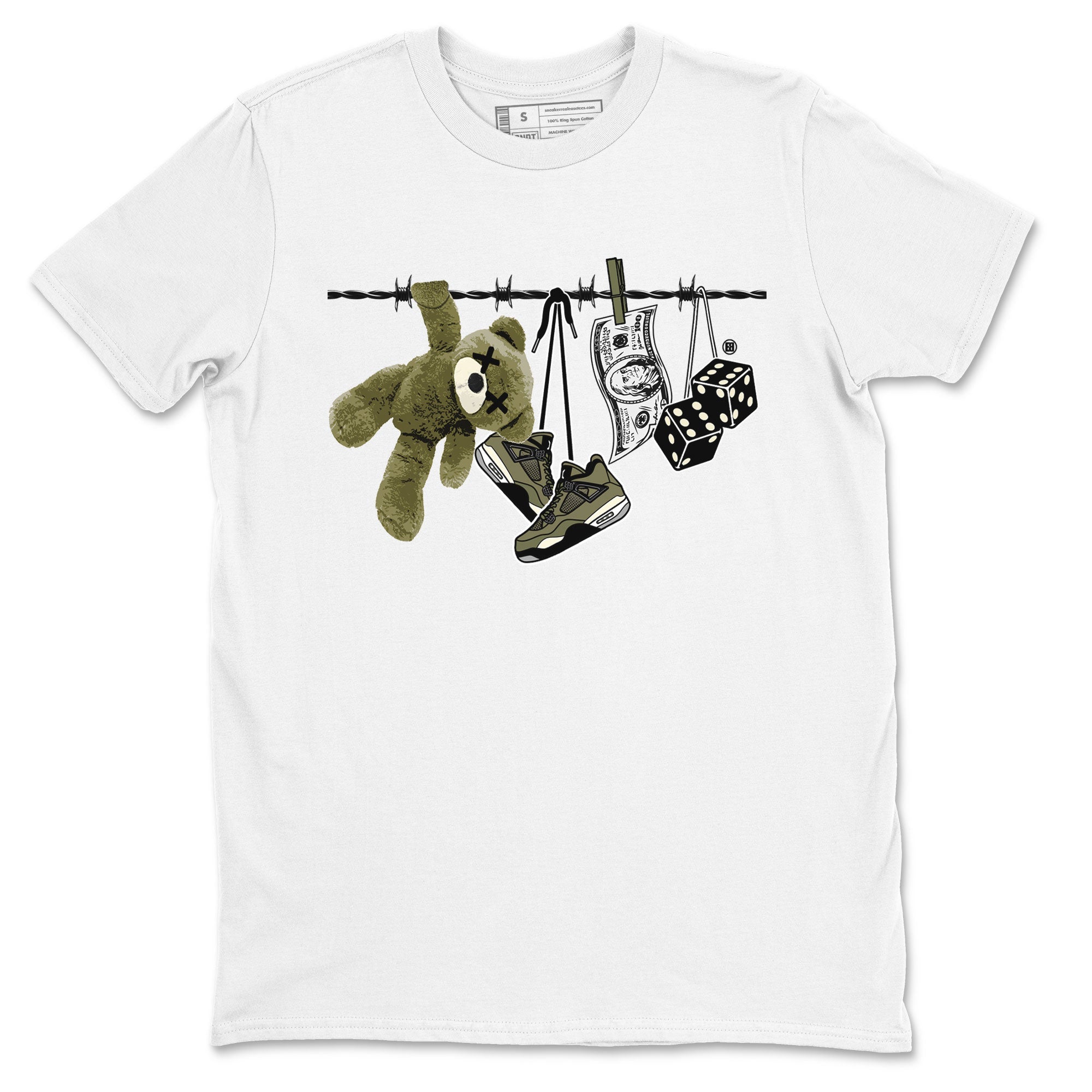 4s Medium Olive shirt to match jordans streetwear brand Clothesline sneaker tees Air Jordan 4 Medium Olive Drip Gear Zone Casual Crew Neck T-Shirt Unisex White 2 T-Shirt