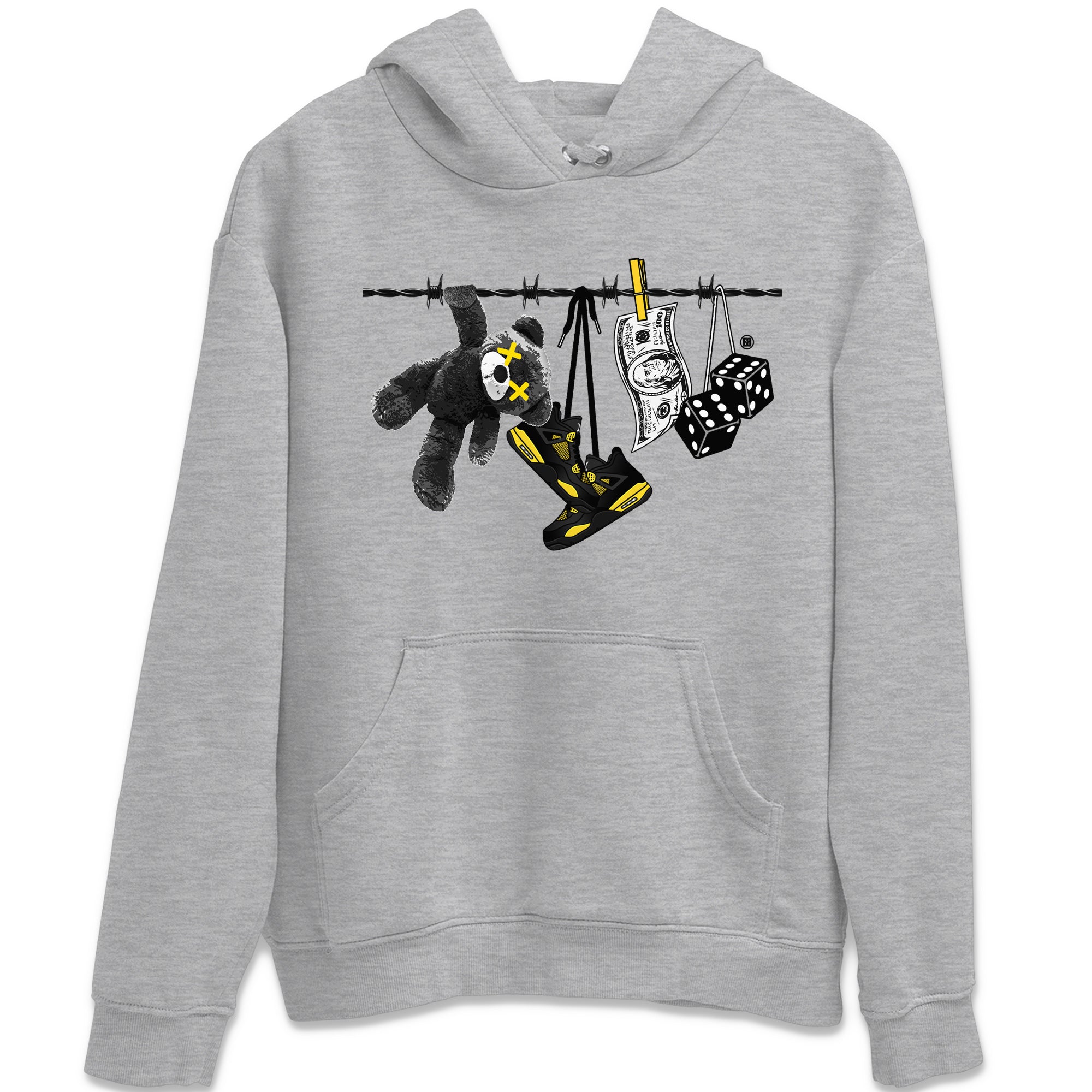 Air Jordan 4 Thunder Sneaker Match Tees Clothesline Streetwear Sneaker Shirt Thunder 4s T-Shirt Unisex Shirts Heather Grey 2