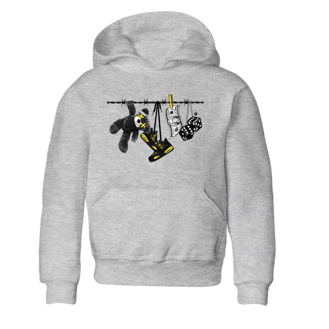 Air Jordan 4 Thunder Sneaker Match Tees Clothesline Streetwear Sneaker Shirt Thunder 4s T-Shirt Kids Shirts Heather Grey 2