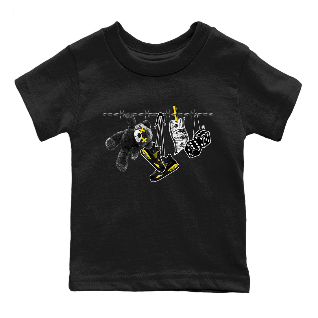 Air Jordan 4 Thunder Sneaker Match Tees Clothesline Streetwear Sneaker Shirt Thunder 4s T-Shirt Kids Shirts Black 2
