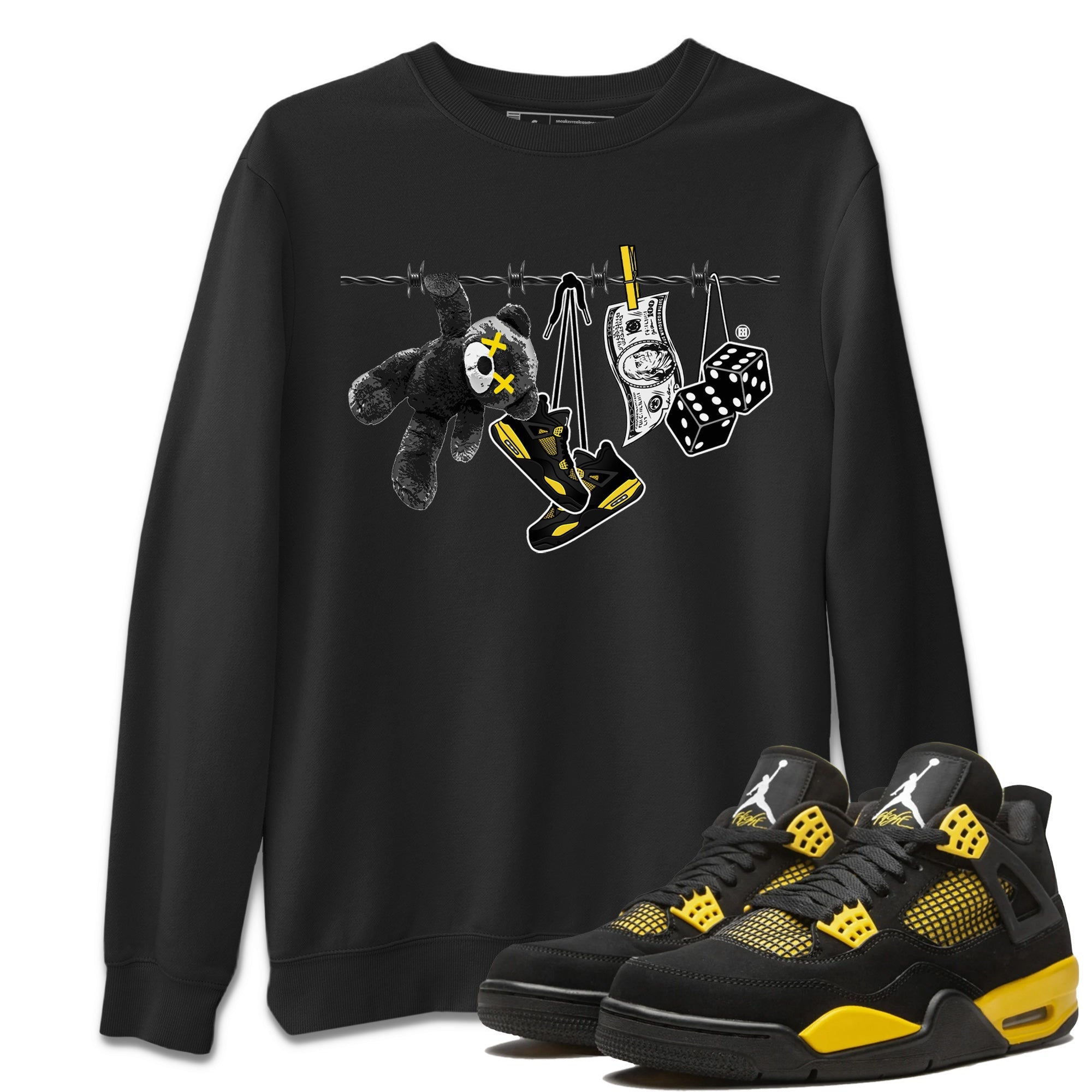 Air Jordan 4 Thunder Sneaker Match Tees Clothesline Streetwear Sneaker Shirt Thunder 4s T-Shirt Unisex Shirts Black 1