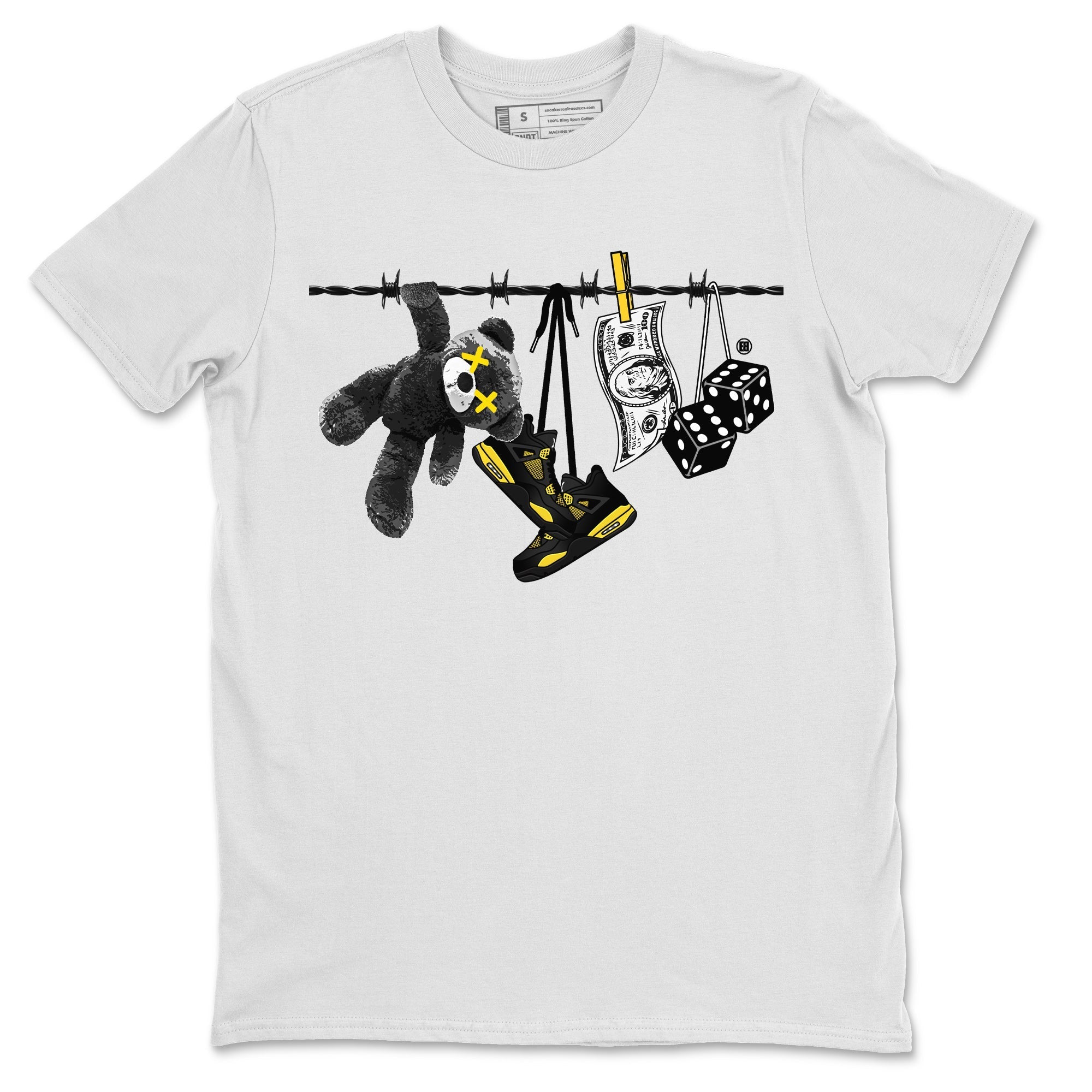 Air Jordan 4 Thunder Sneaker Match Tees Clothesline Streetwear Sneaker Shirt Thunder 4s T-Shirt Unisex Shirts White 2