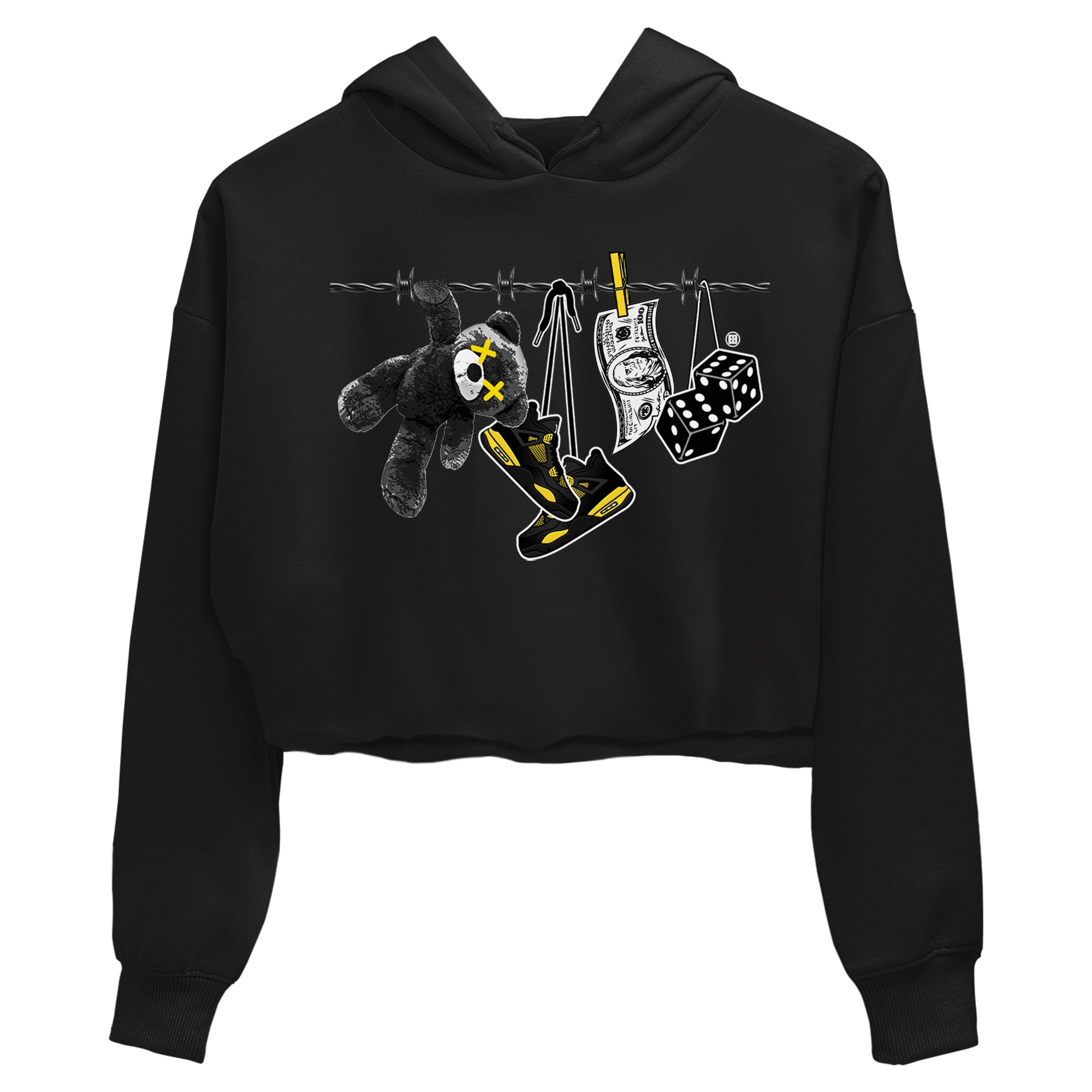 Air Jordan 4 Thunder Sneaker Match Tees Clothesline Streetwear Sneaker Shirt Thunder 4s T-Shirt Women's Shirts Black 2
