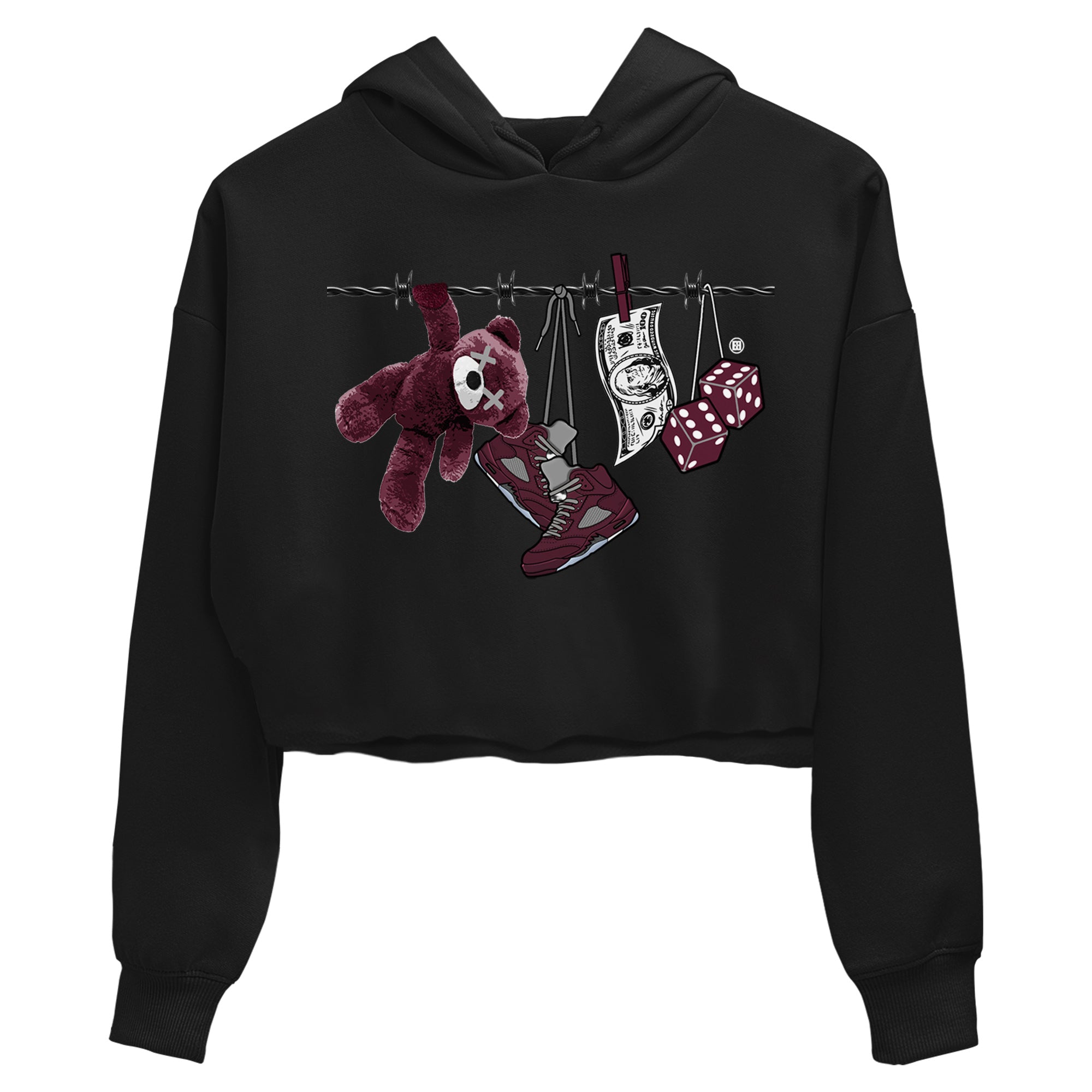 Air Jordan 5 Burgundy Sneaker Match Tees Clothesline Streetwear Sneaker Shirt 5s Burgundy Sneaker Release Tees Women's Shirts Black 2