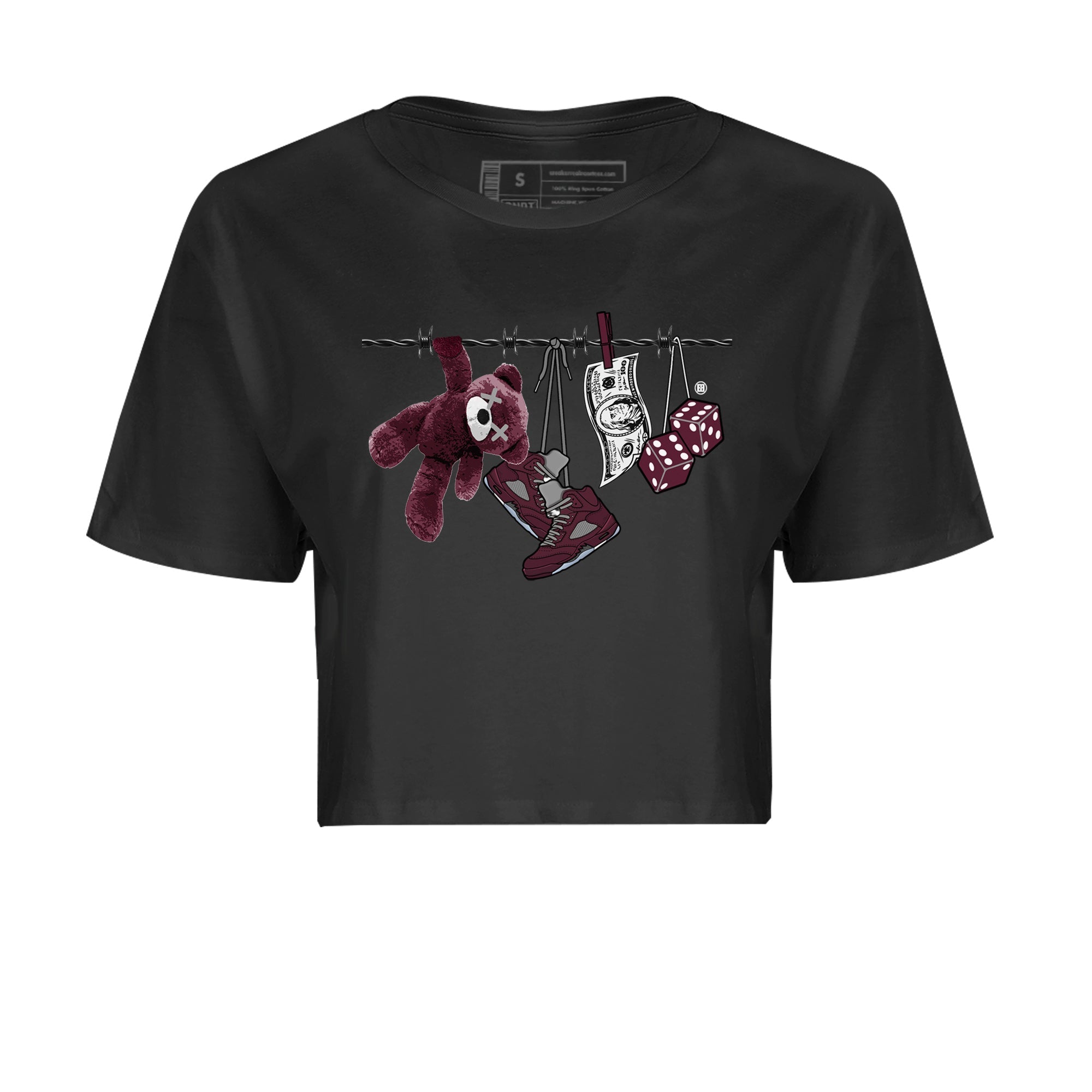 Air Jordan 5 Burgundy Sneaker Match Tees Clothesline Streetwear Sneaker Shirt 5s Burgundy Sneaker Release Tees Women's Shirts Black 2