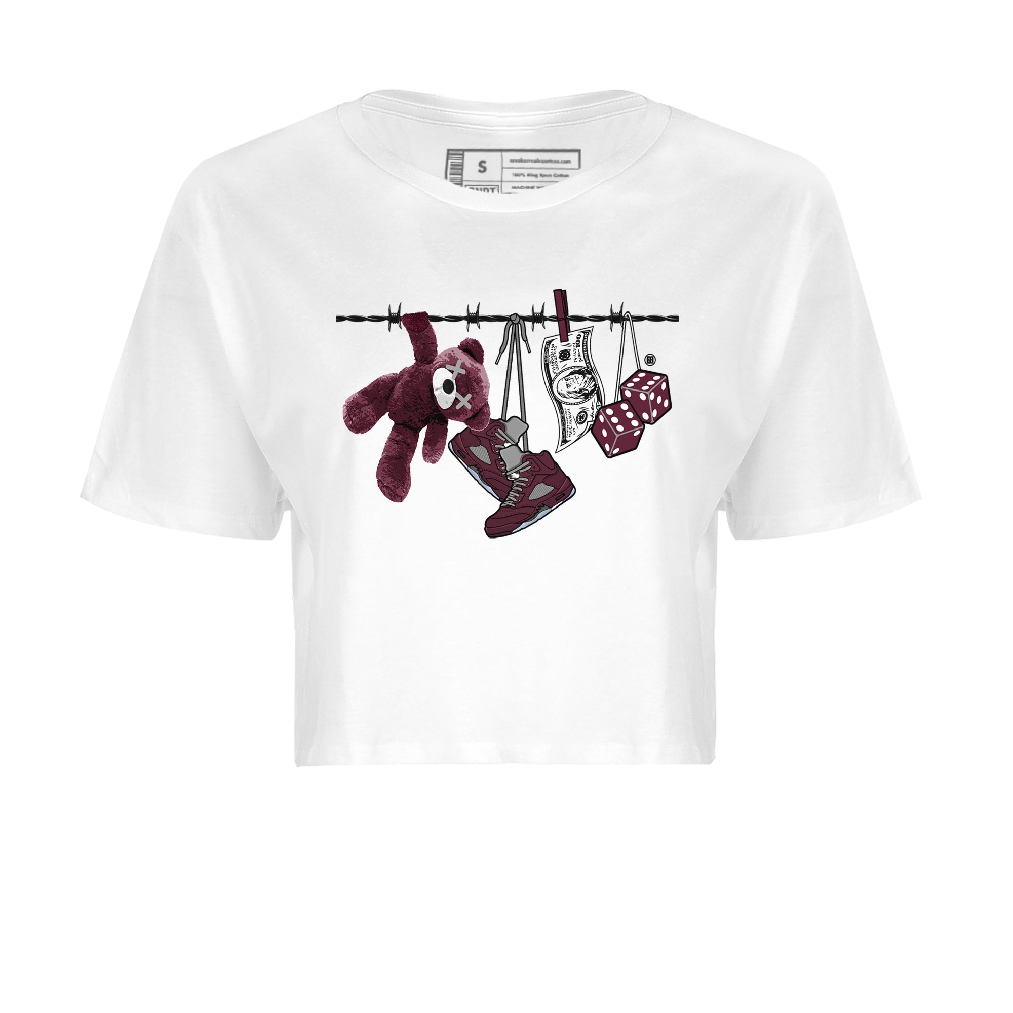 Air Jordan 5 Burgundy Sneaker Match Tees Clothesline Streetwear Sneaker Shirt 5s Burgundy Sneaker Release Tees Women's Shirts White 2