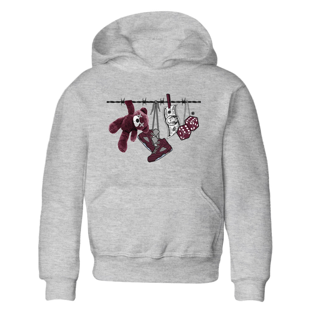 Air Jordan 5 Burgundy Sneaker Match Tees Clothesline Streetwear Sneaker Shirt 5s Burgundy Sneaker Release Tees Kids Shirts Heather Grey 2