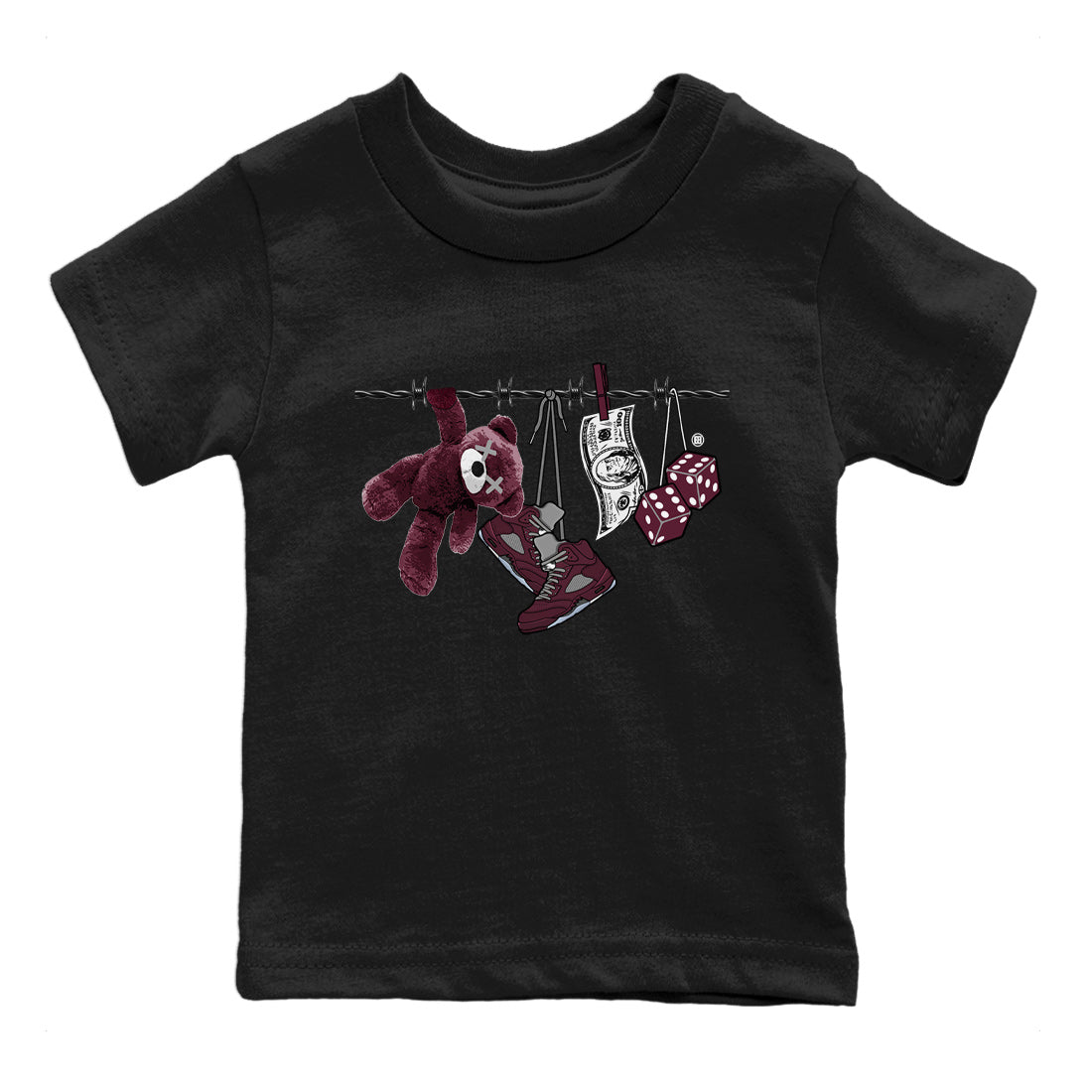 Air Jordan 5 Burgundy Sneaker Match Tees Clothesline Streetwear Sneaker Shirt 5s Burgundy Sneaker Release Tees Kids Shirts Black 2