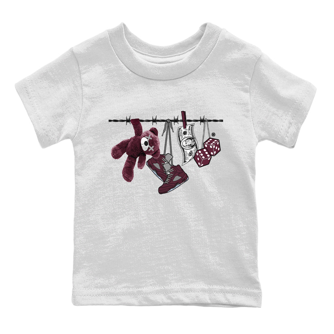Air Jordan 5 Burgundy Sneaker Match Tees Clothesline Streetwear Sneaker Shirt 5s Burgundy Sneaker Release Tees Kids Shirts White 2