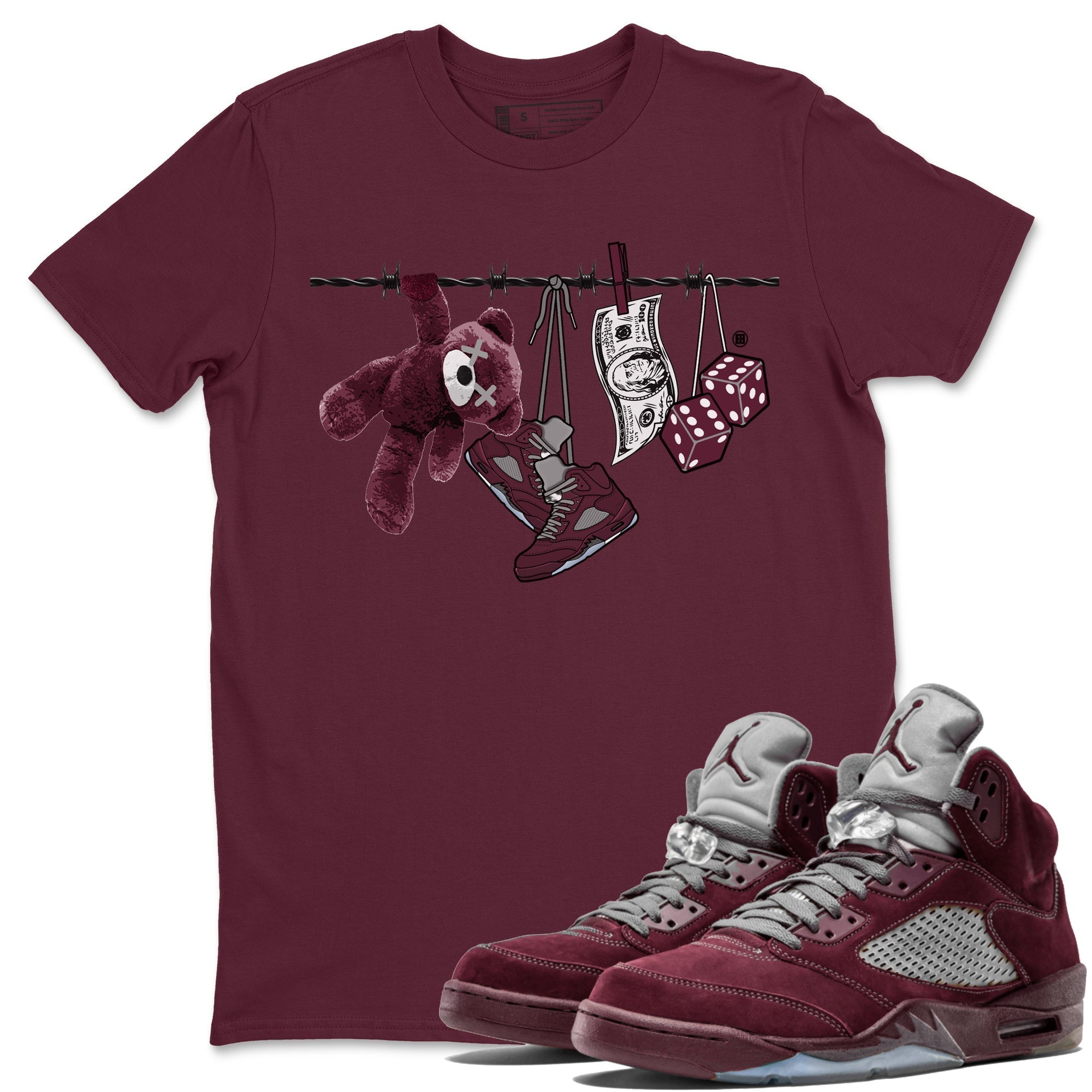 Air Jordan 5 Burgundy Sneaker Match Tees Clothesline Streetwear Sneaker Shirt 5s Burgundy Sneaker Release Tees Unisex Shirts Maroon 1