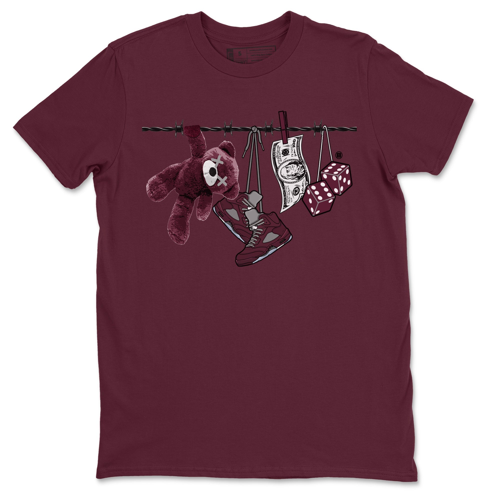 Air Jordan 5 Burgundy Sneaker Match Tees Clothesline Streetwear Sneaker Shirt 5s Burgundy Sneaker Release Tees Unisex Shirts Maroon 2
