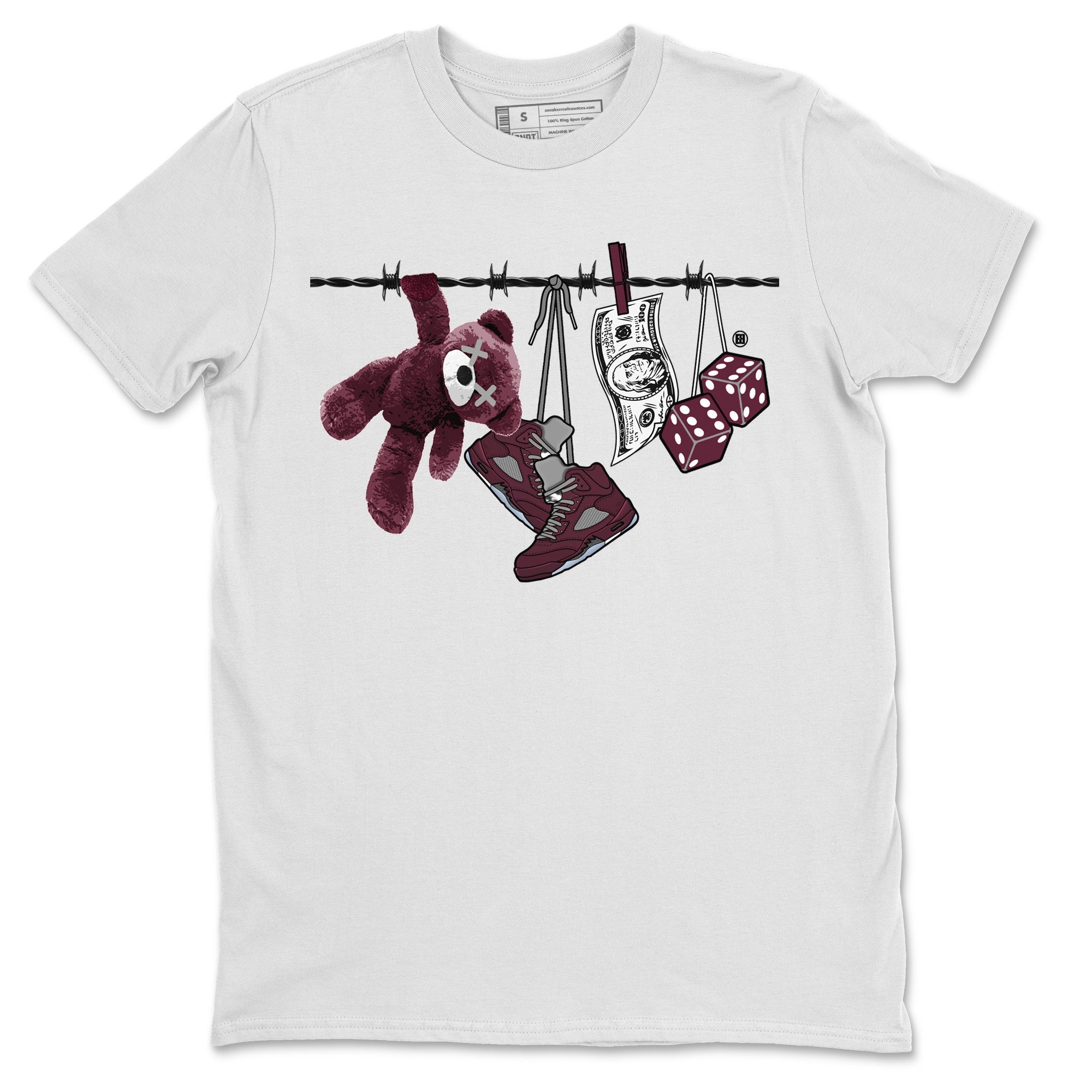 Air Jordan 5 Burgundy Sneaker Match Tees Clothesline Streetwear Sneaker Shirt 5s Burgundy Sneaker Release Tees Unisex Shirts White 2