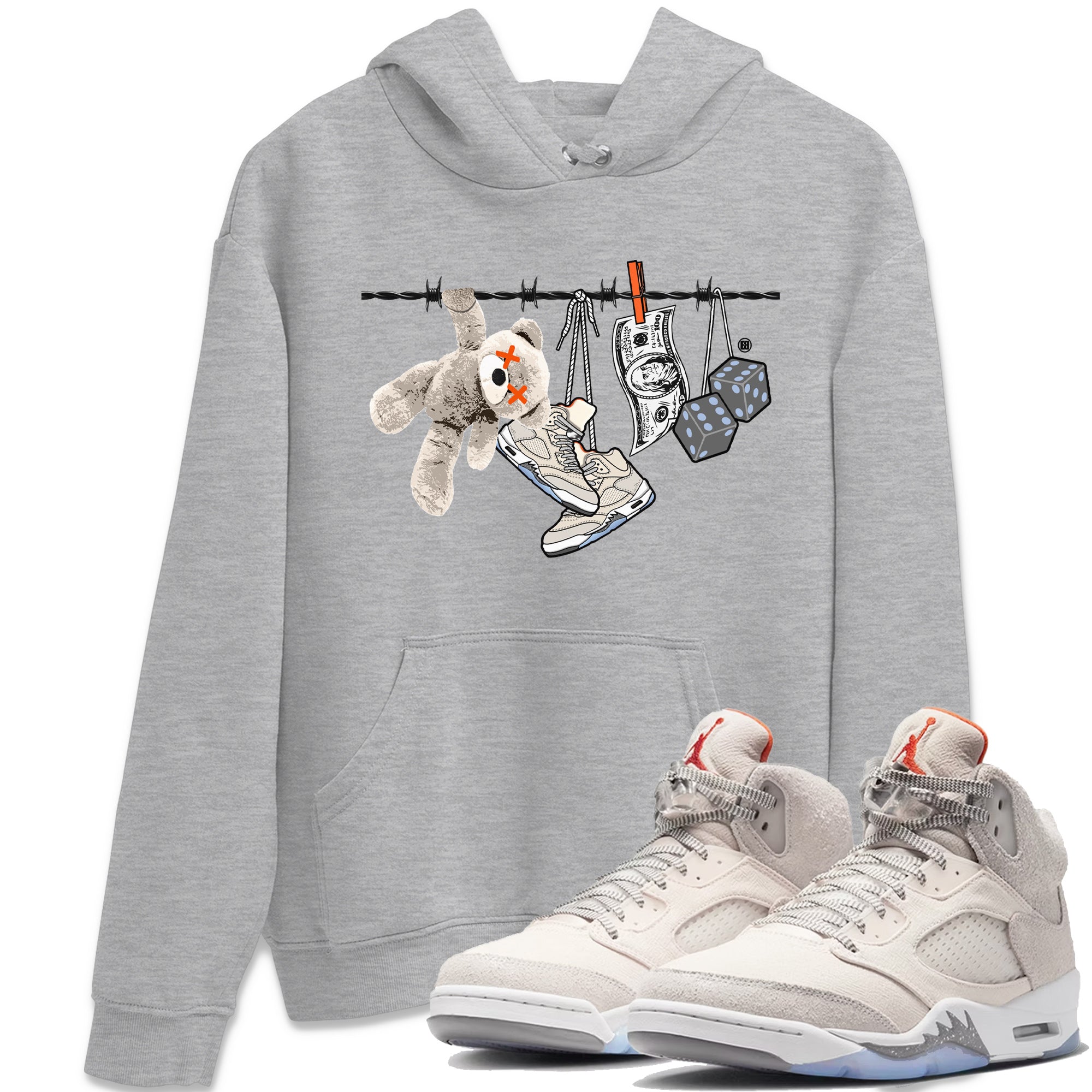 Air Jordan 5 Craft Sneaker Match Tees Clothesline Streetwear Sneaker Shirt Air Jordan 5 Retro Craft Tees Unisex Shirts Heather Grey 1