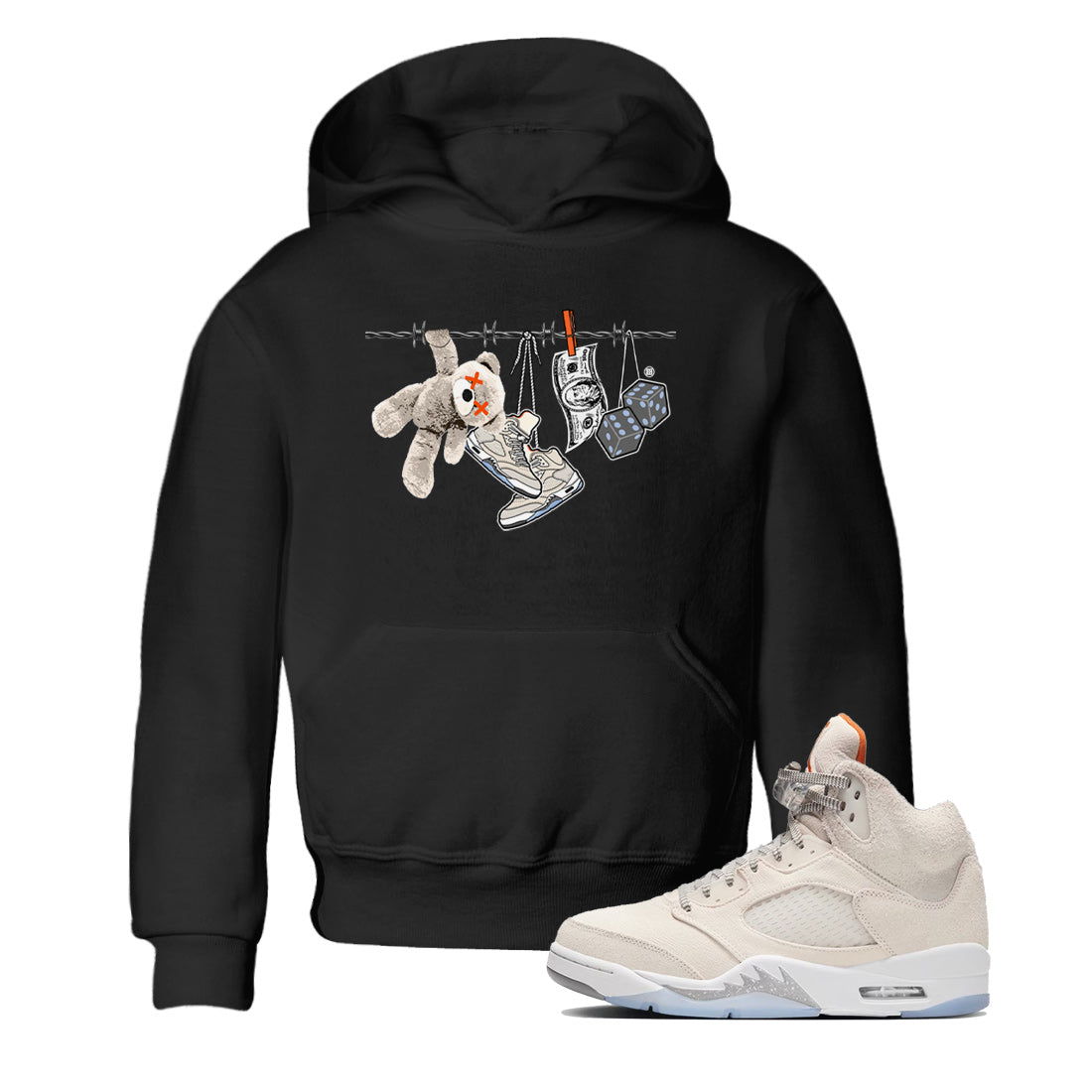 Air Jordan 5 Craft Clothesline Baby and Kids Streetwear Sneaker Shirt Air Jordan 5 Craft Kids Streetwear Sneaker Shirt Washing and Care Tip