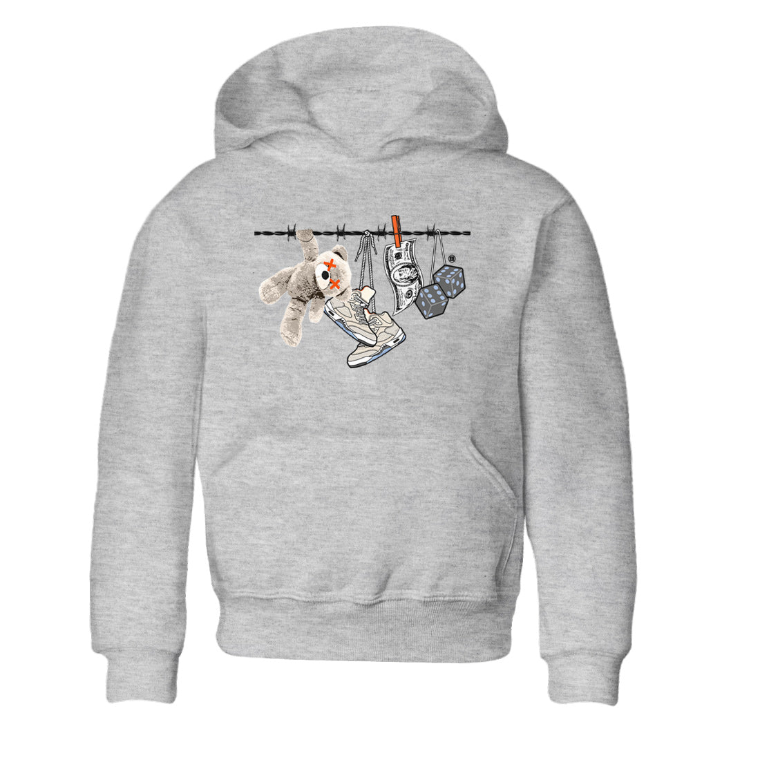 Air Jordan 5 Craft Sneaker Match Tees Clothesline Streetwear Sneaker Shirt Air Jordan 5 Retro Craft Tees Kids Shirts Heather Grey 2