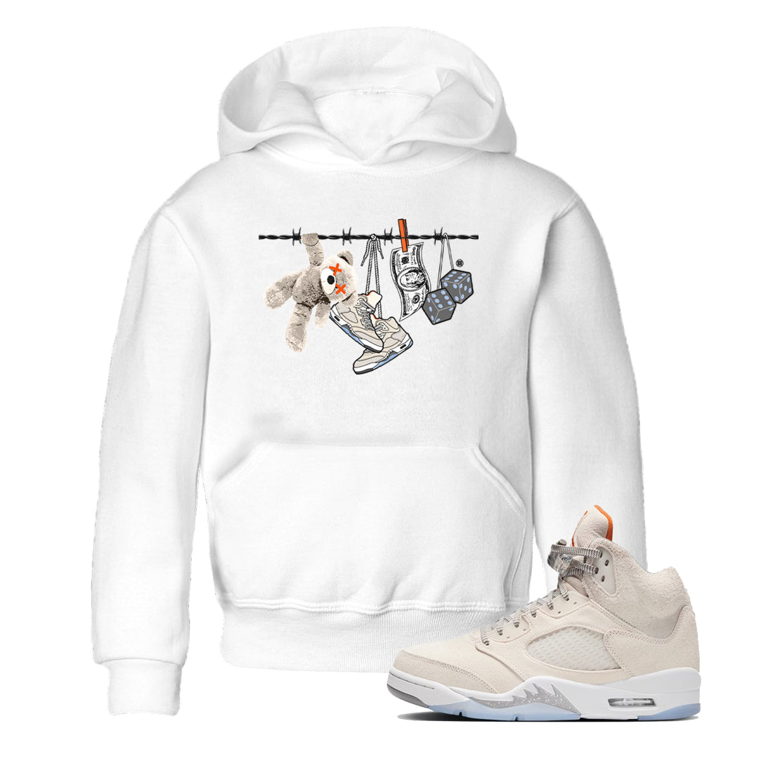 Air Jordan 5 Craft Sneaker Match Tees Clothesline Streetwear Sneaker Shirt Air Jordan 5 Retro Craft Tees Kids Shirts White 1