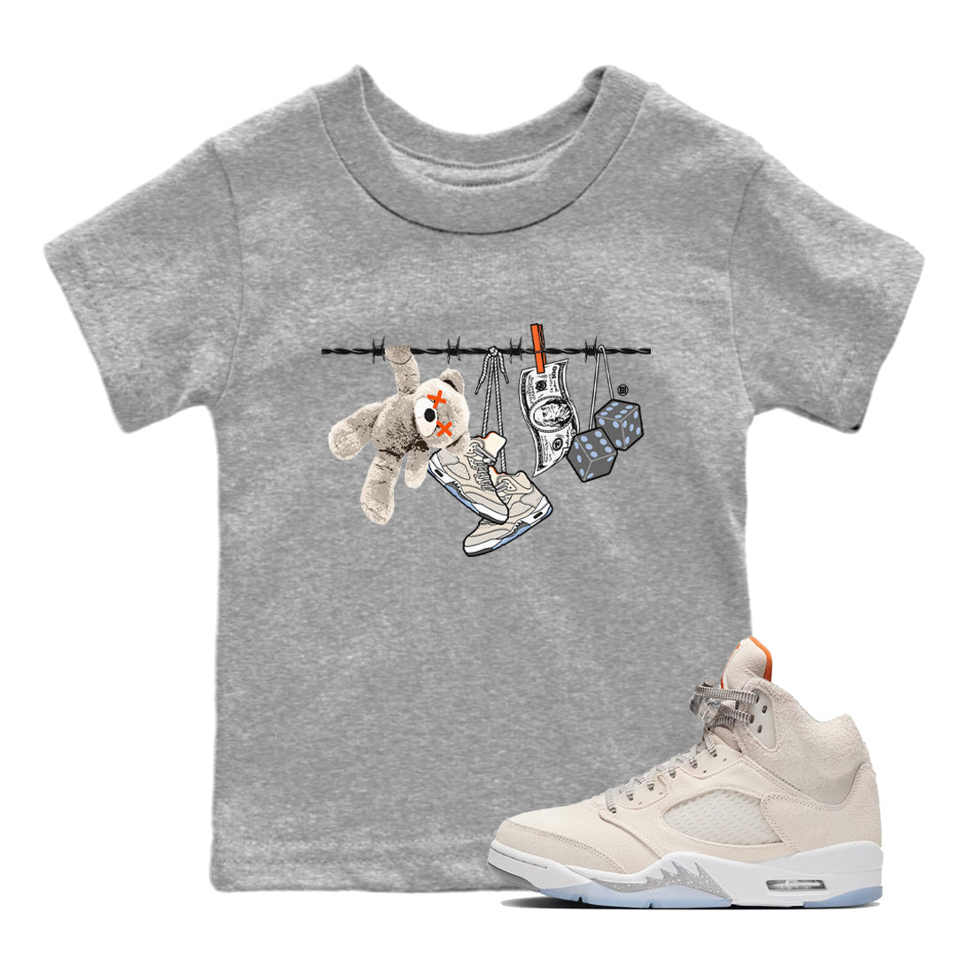 Air Jordan 5 Craft Clothesline Baby and Kids Streetwear Sneaker Shirt Air Jordan 5 Craft Kids Streetwear Sneaker Shirt Size Chart