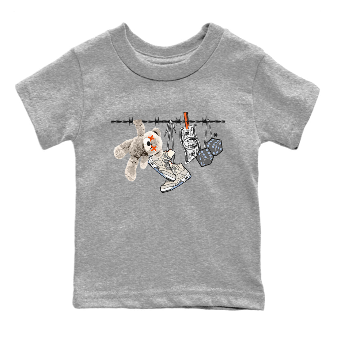 Air Jordan 5 Craft Sneaker Match Tees Clothesline Streetwear Sneaker Shirt Air Jordan 5 Retro Craft Tees Kids Shirts Heather Grey 2
