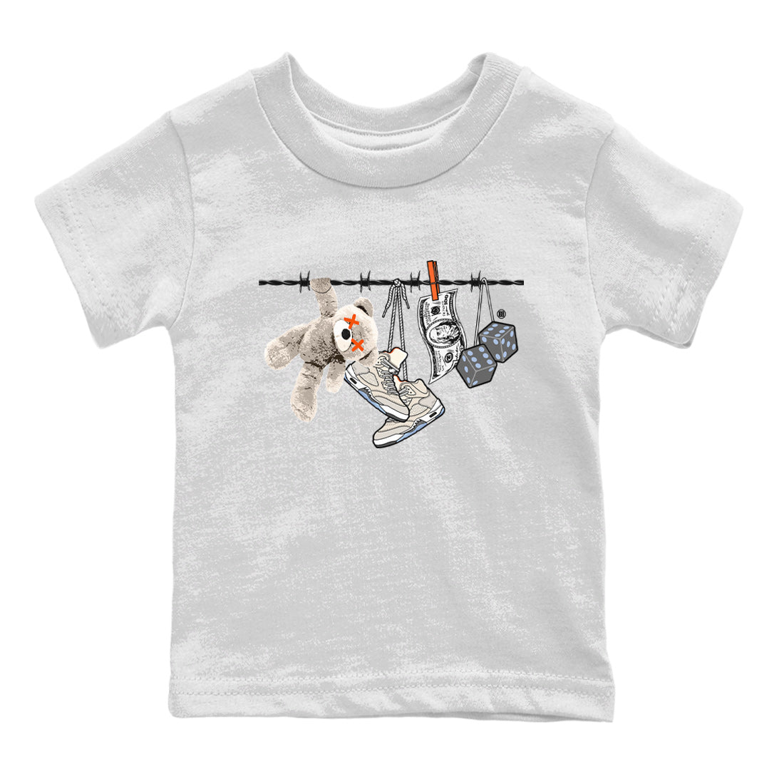 Air Jordan 5 Craft Sneaker Match Tees Clothesline Streetwear Sneaker Shirt Air Jordan 5 Retro Craft Tees Kids Shirts White 2