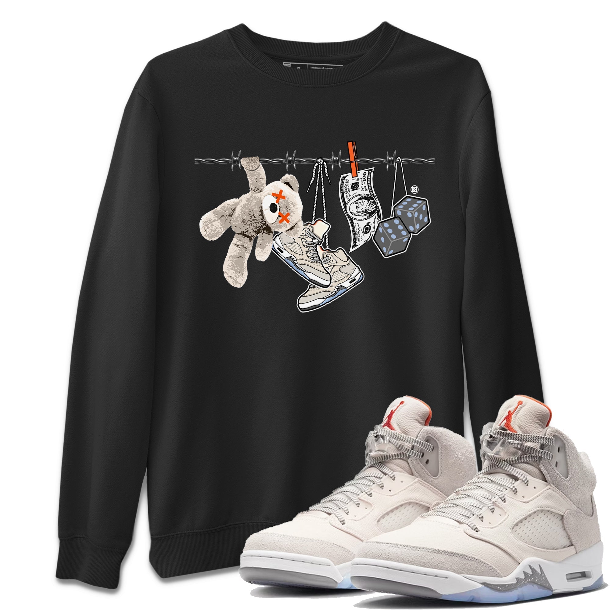 Air Jordan 5 Craft Sneaker Match Tees Clothesline Streetwear Sneaker Shirt Air Jordan 5 Retro Craft Tees Unisex Shirts Black 1