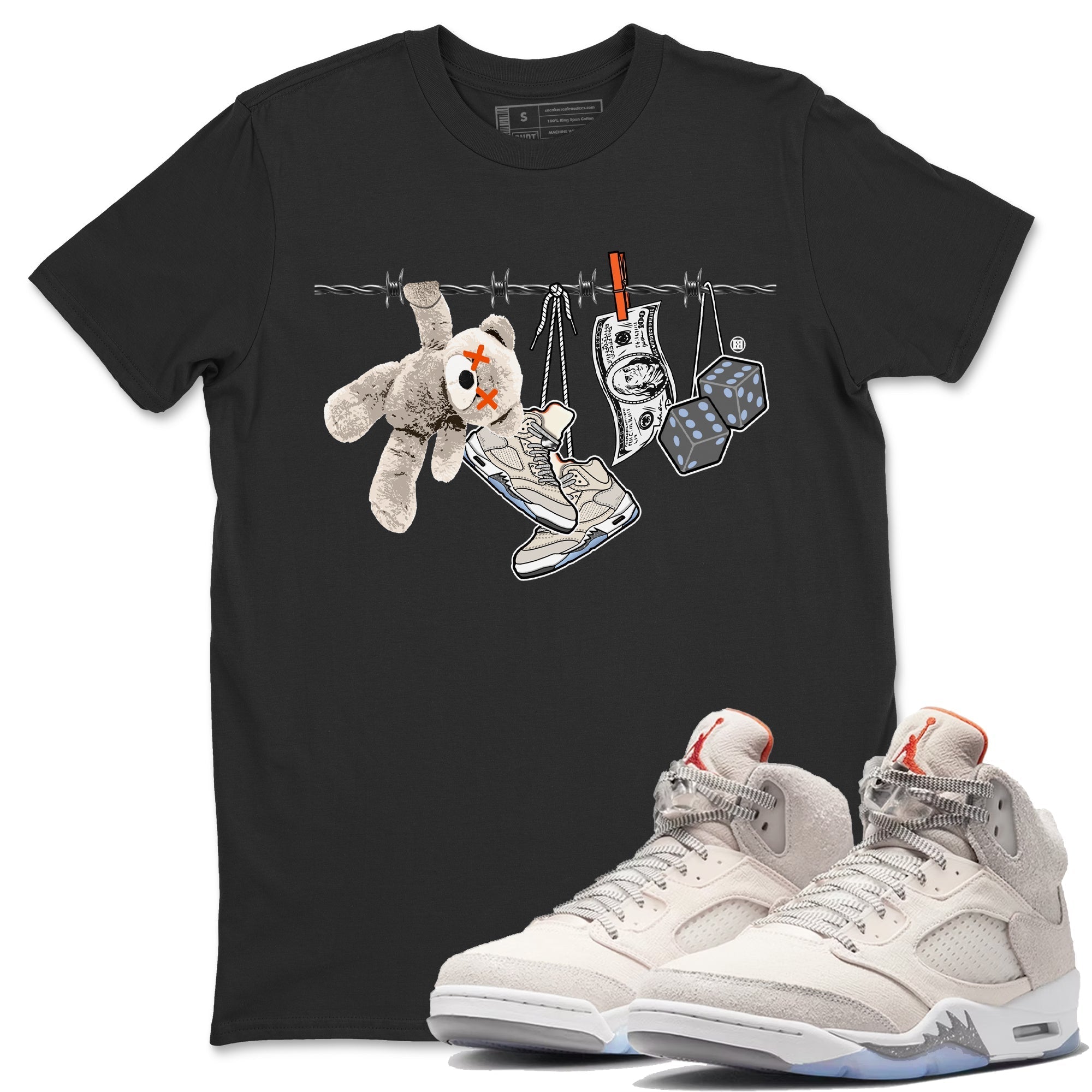 Air Jordan 5 Craft Sneaker Match Tees Clothesline Streetwear Sneaker Shirt Air Jordan 5 Retro Craft Tees Unisex Shirts Black 1