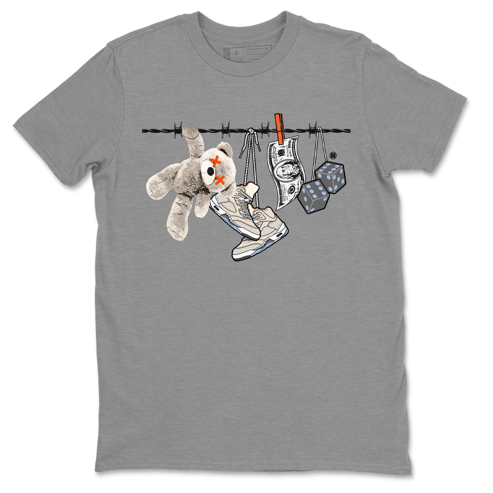 Air Jordan 5 Craft Sneaker Match Tees Clothesline Streetwear Sneaker Shirt Air Jordan 5 Retro Craft Tees Unisex Shirts Heather Grey 2