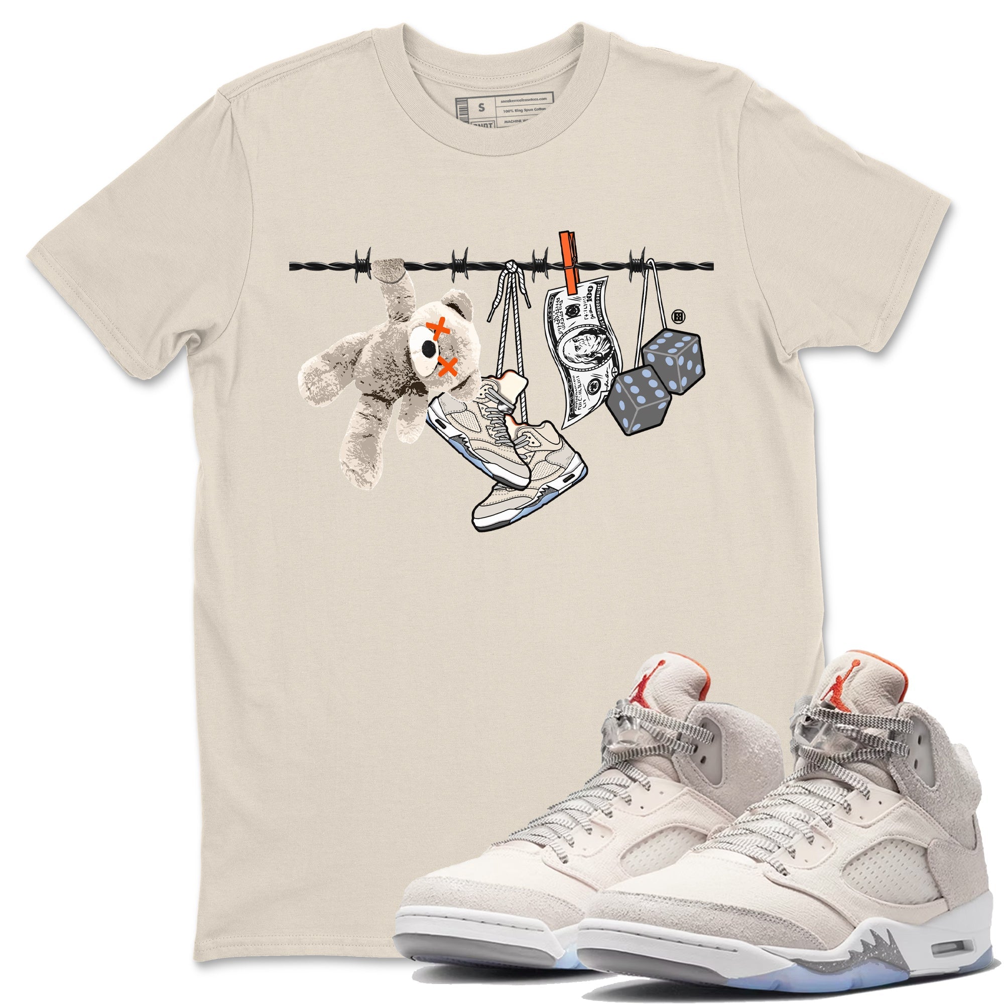 Air Jordan 5 Craft Sneaker Match Tees Clothesline Streetwear Sneaker Shirt Air Jordan 5 Retro Craft Tees Unisex Shirts Natural 1
