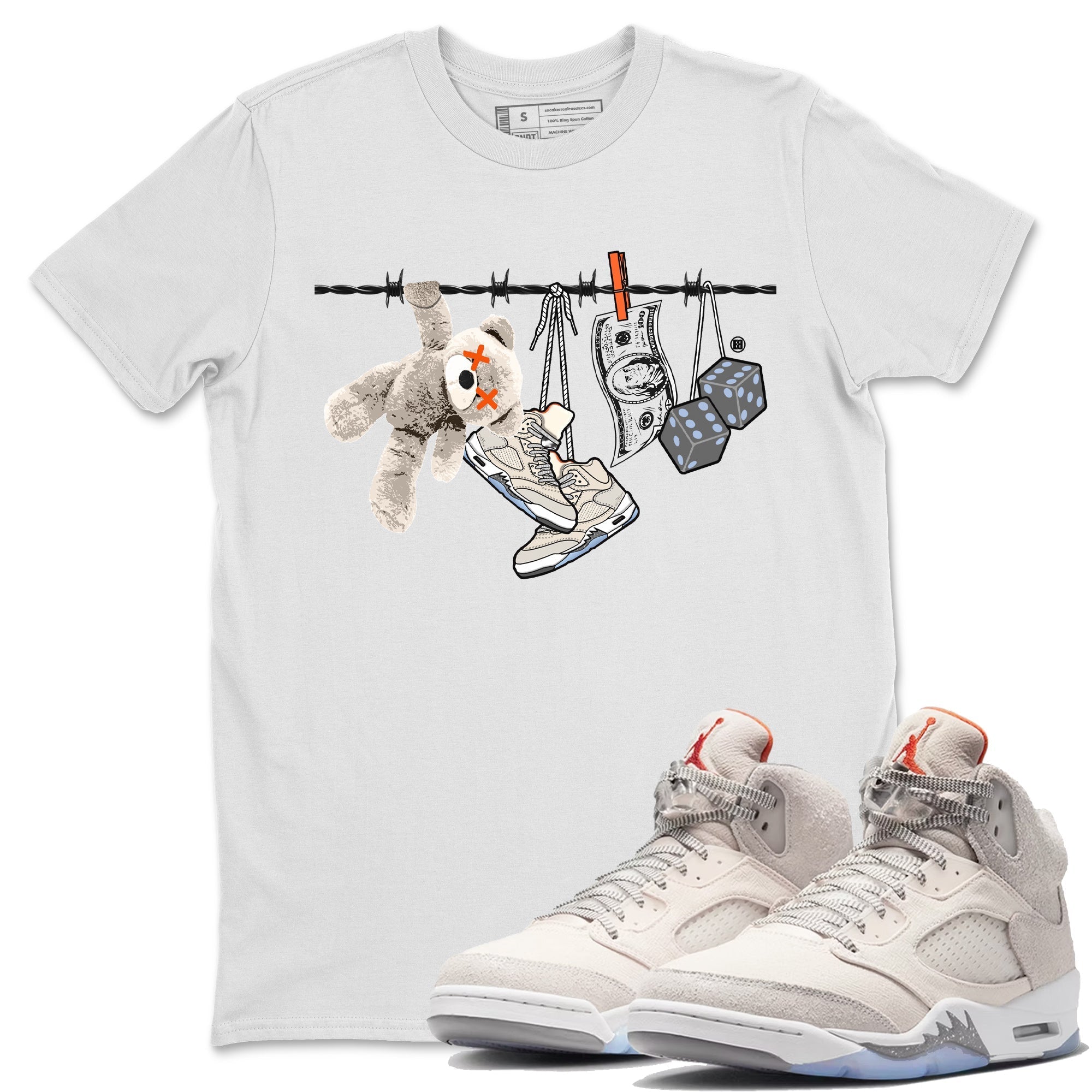Air Jordan 5 Craft Sneaker Match Tees Clothesline Streetwear Sneaker Shirt Air Jordan 5 Retro Craft Tees Unisex Shirts White 1